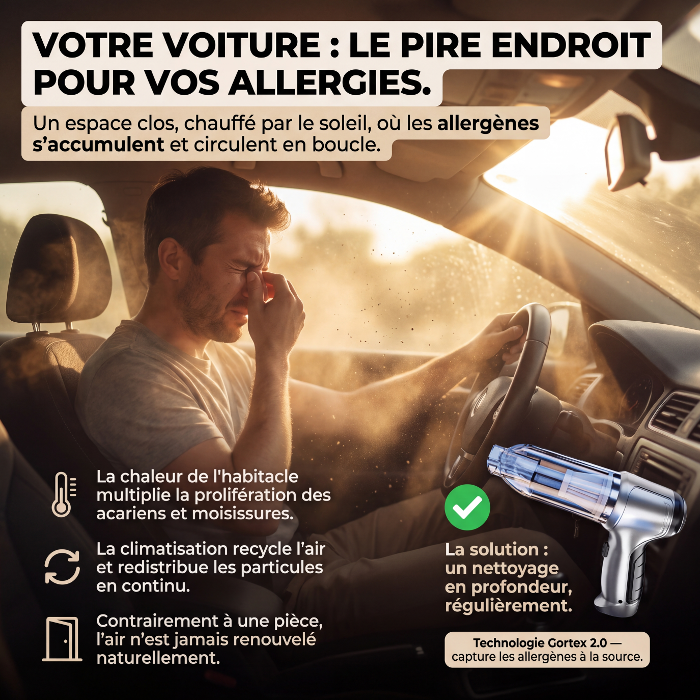 D80 PRO | Aspirateur Voiture Sans Fil Puissant – Compact, Léger et Rechargeable