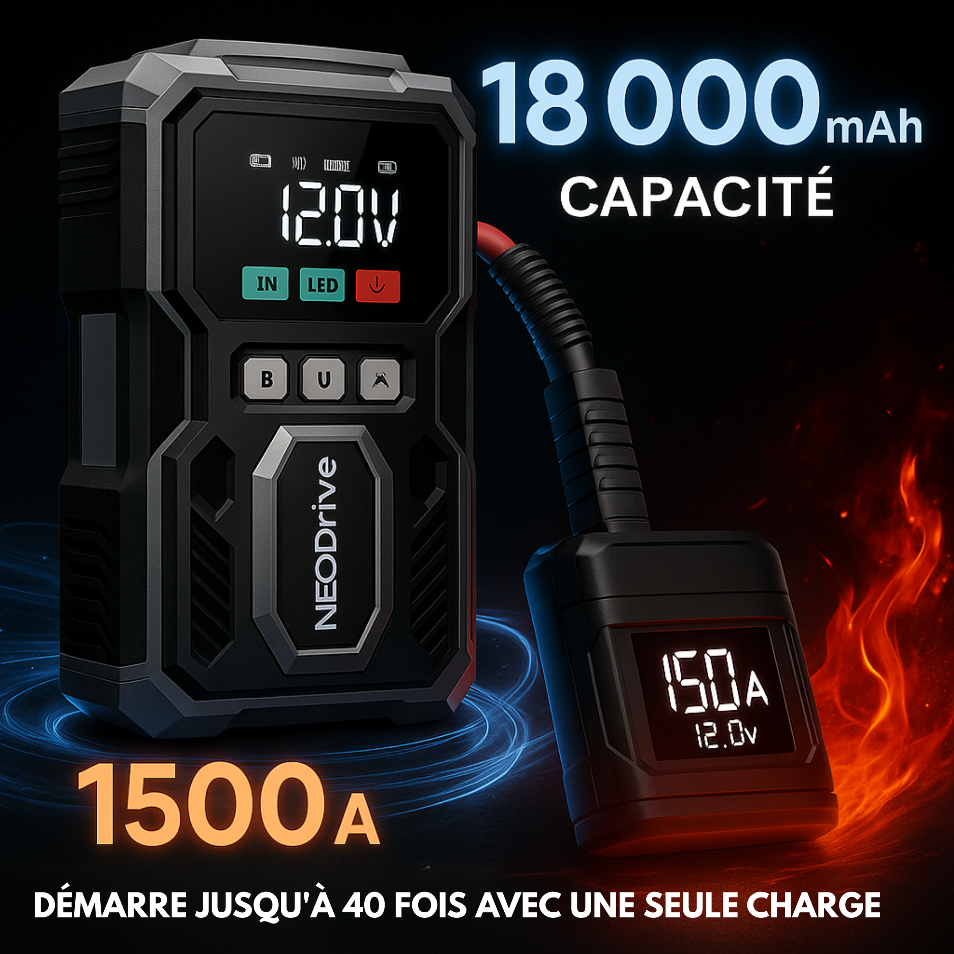 Démarreur Voiture – Booster Batterie & Compresseur Voiture, Puissant & Portable