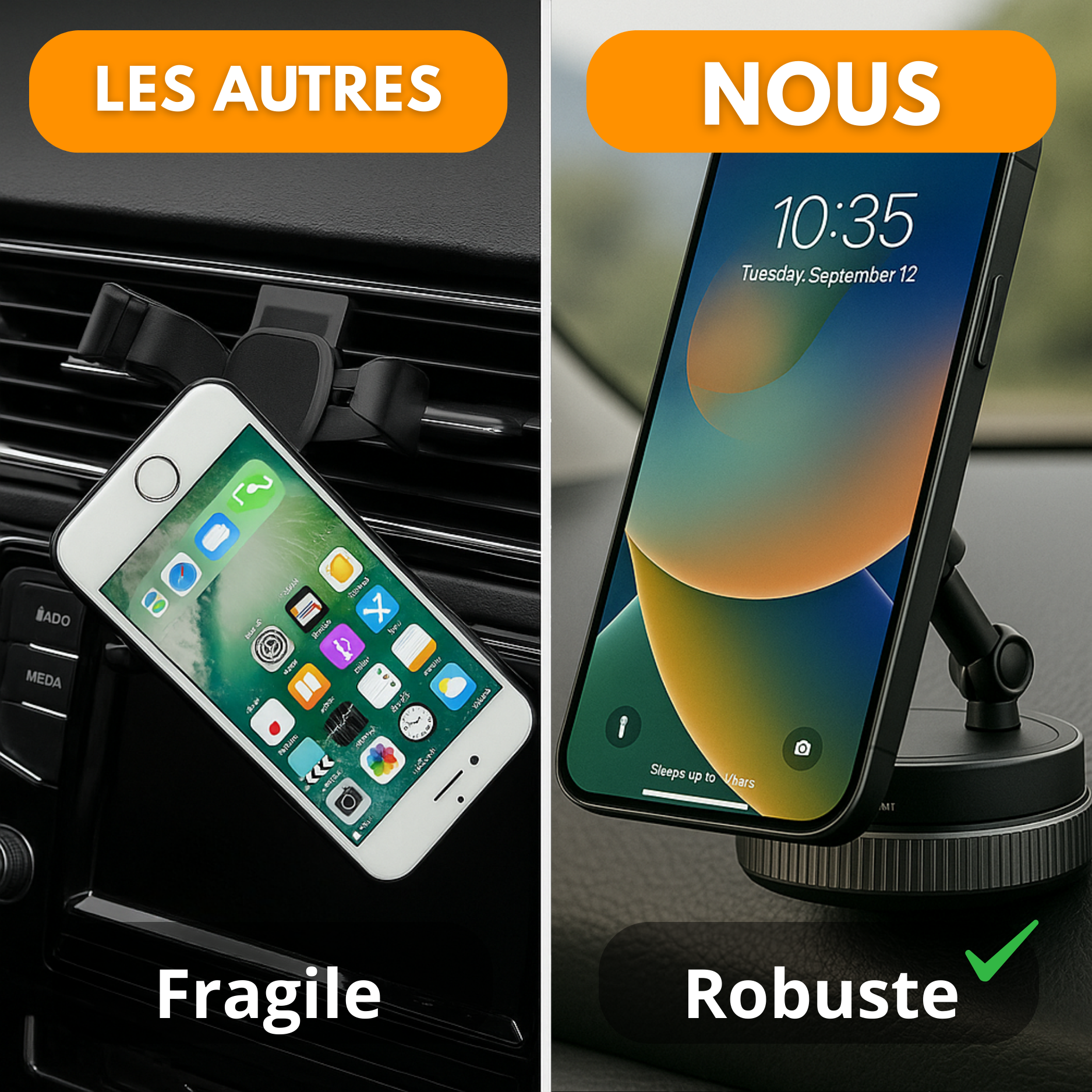 Support Téléphone Magnétique Voiture – Pare-Brise & Tableau de Bord