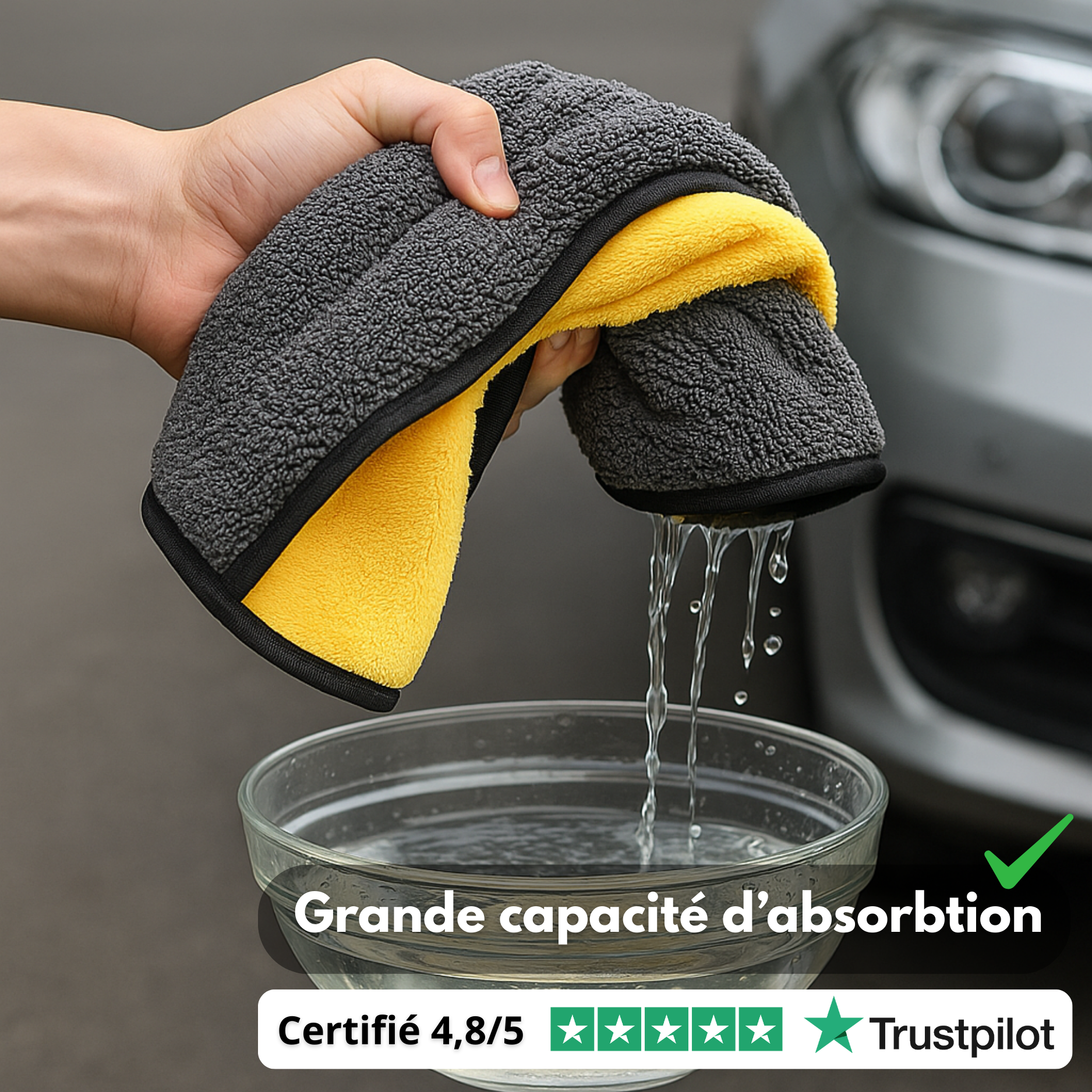 Chiffon Microfibre Voiture 30x60 cm – Super Absorbant, Doux et Épais pour Lavage, Séchage et Entretien Auto