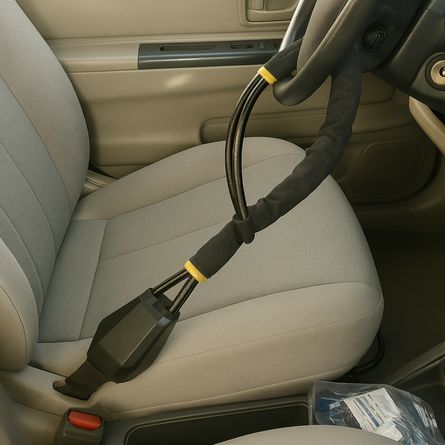 Antivol Voiture Volant & Ceinture – Câble Acier Renforcé + 3 Clés – Sécurité SUV, Camion, Auto