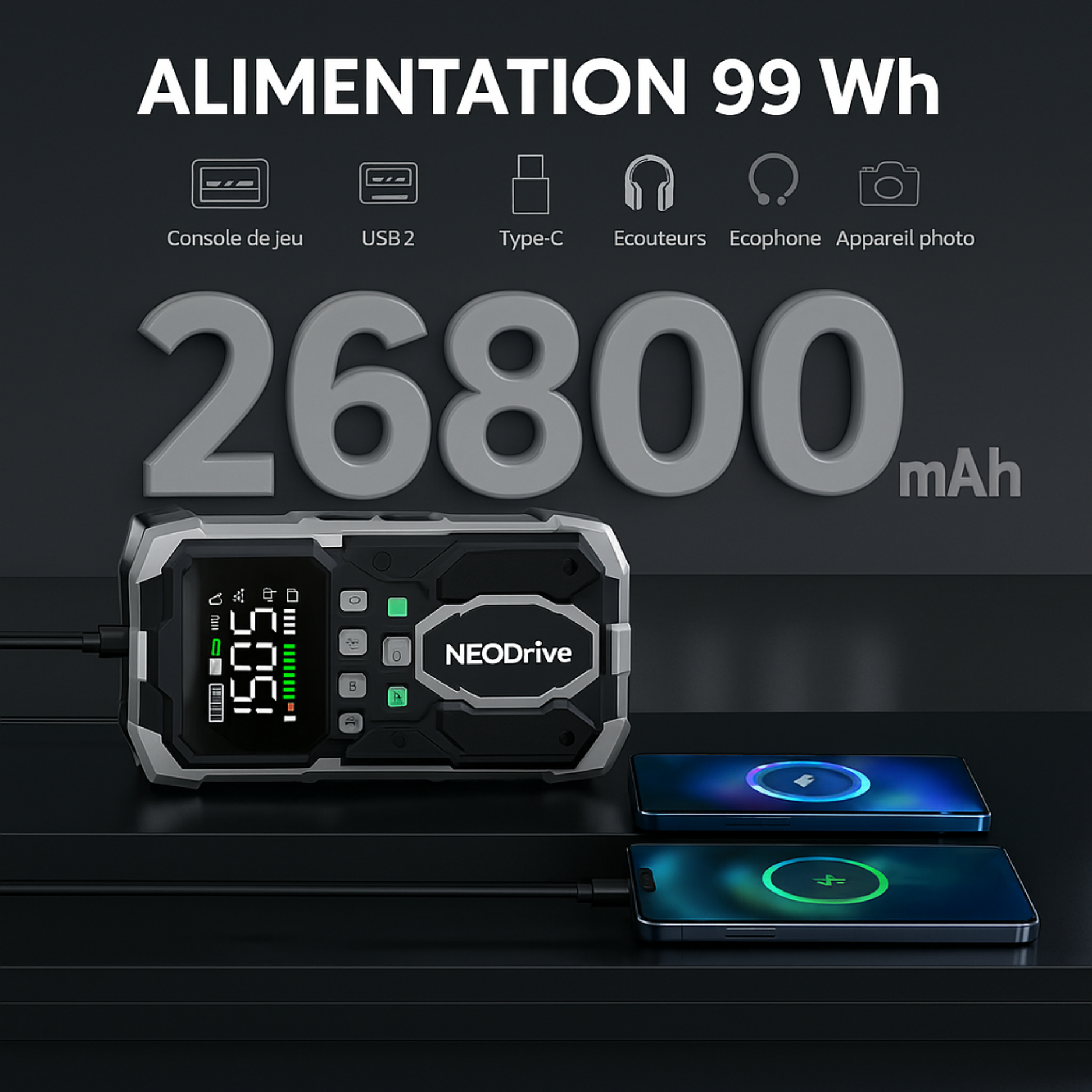 Démarreur Voiture – Booster Batterie & Compresseur Voiture, Puissant & Portable