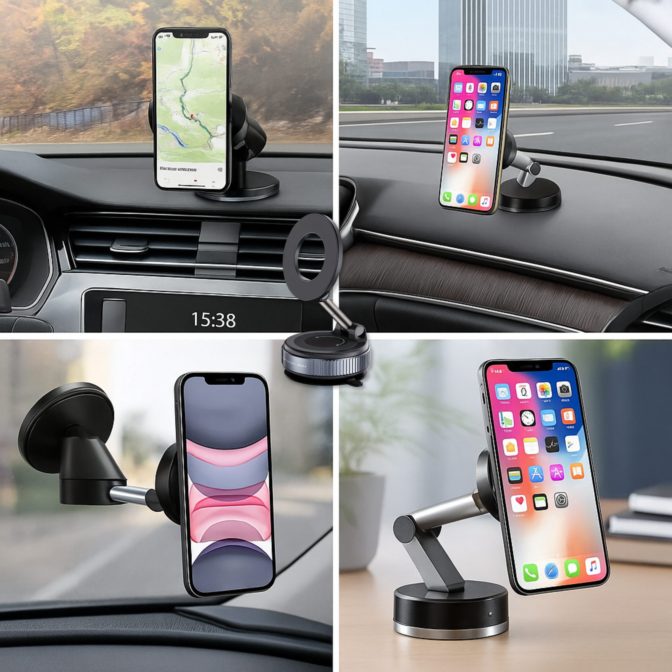 Support Téléphone Magnétique Voiture – Pare-Brise & Tableau de Bord