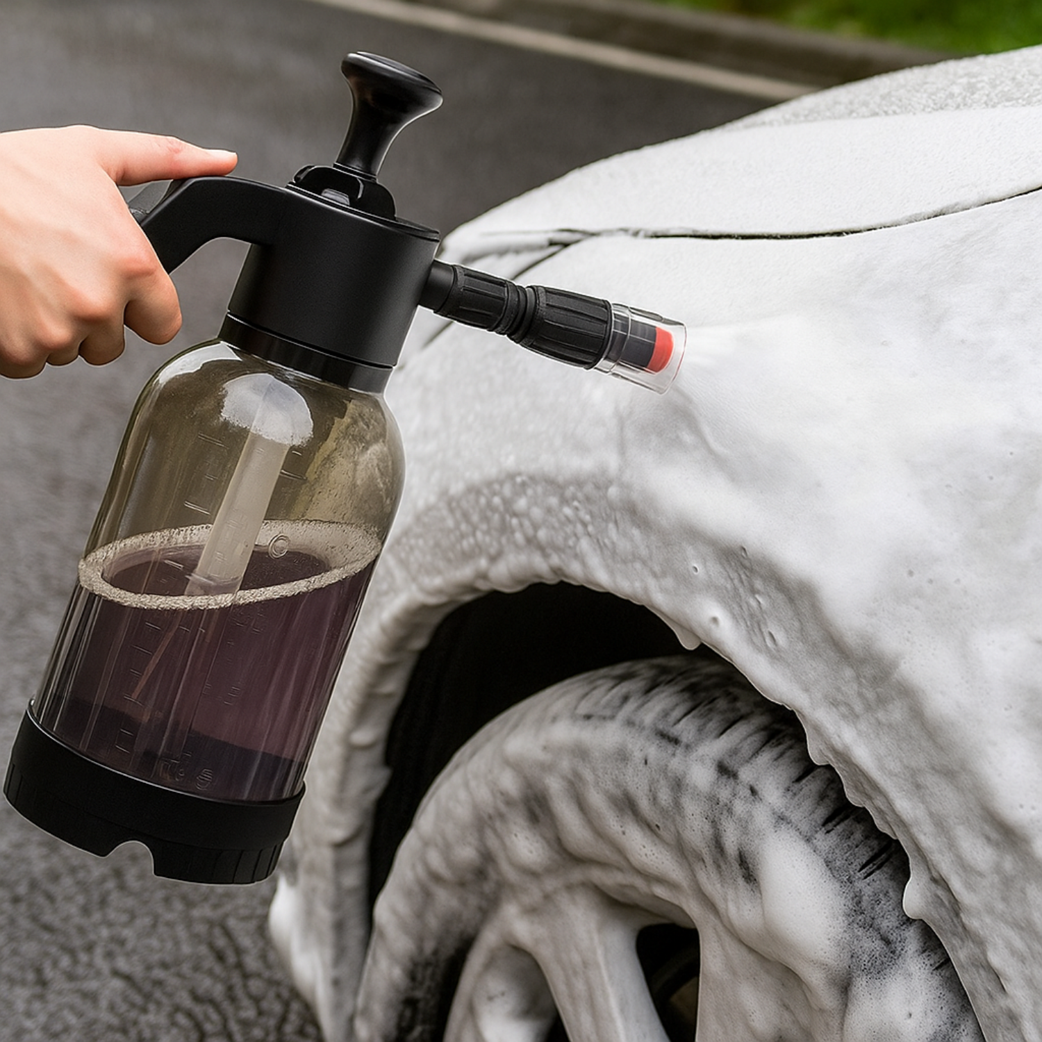 1 pc Pulvérisateur de Mousse pour Lavage de Voiture à Main 2L : Pompe à Pression Polyvalente pour la Beauté Automobile