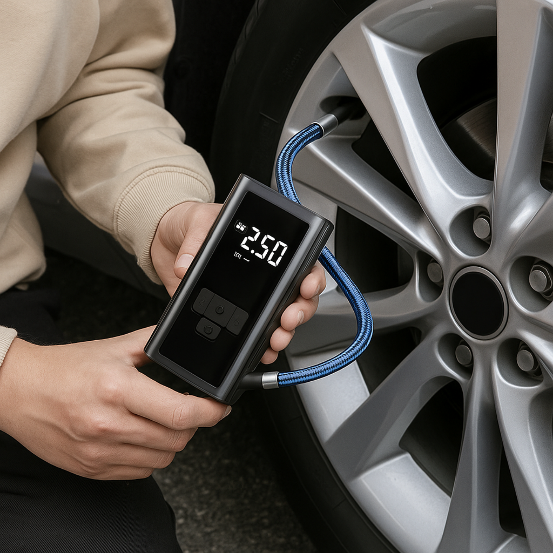 Compresseur d'Air Portable Voiture – Batterie Rechargeable