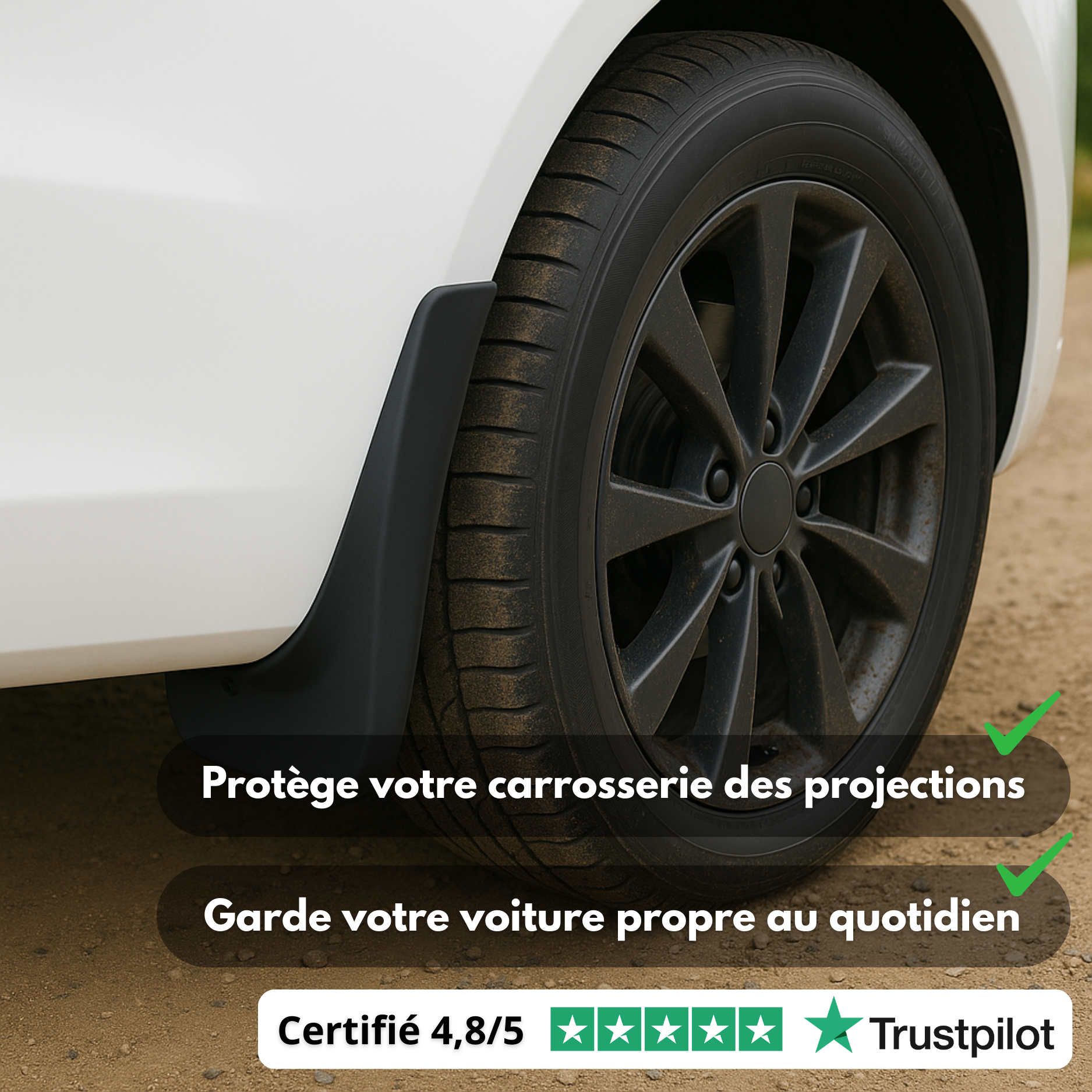 Garde-Boue Universels Voiture (4 Pièces) – Protection Anti-Projection pour Roues Avant et Arrière