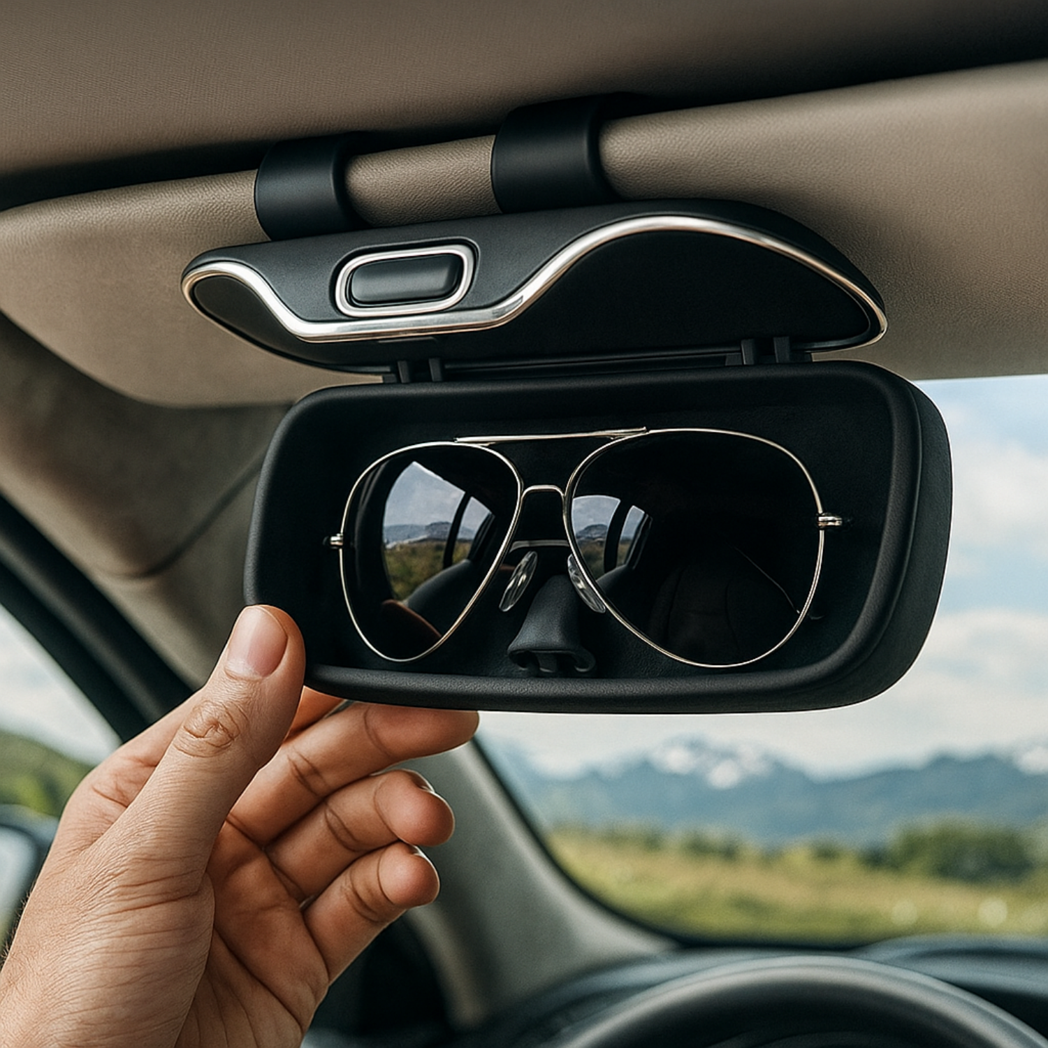 Boîte à Lunettes Voiture – Porte-Lunettes Pare-Soleil Universel Anti-Rayures – Fixation Ultra Stable