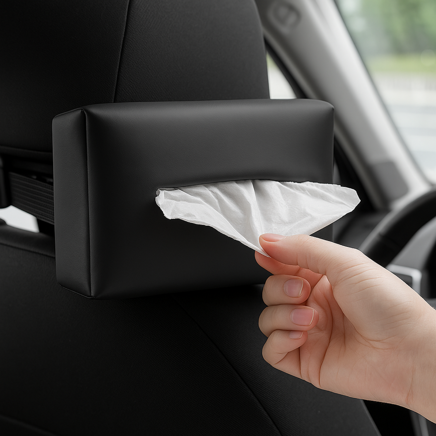 Boîte à Mouchoirs Voiture en Cuir – Support Universel Pare-Soleil, Siège et Accoudoir
