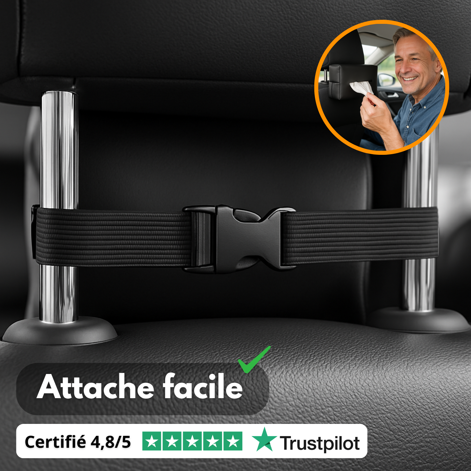 Boîte à Mouchoirs Voiture en Cuir – Support Universel Pare-Soleil, Siège et Accoudoir