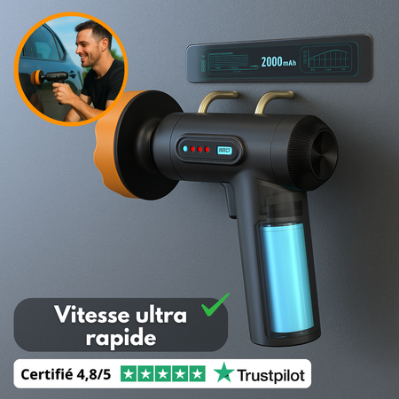 Polisseuse de voiture sans fil 84W | Machine à cirer et polir multi-surfaces | 20000 tr/min | Batterie 2000 mAh | Accessoires inclus