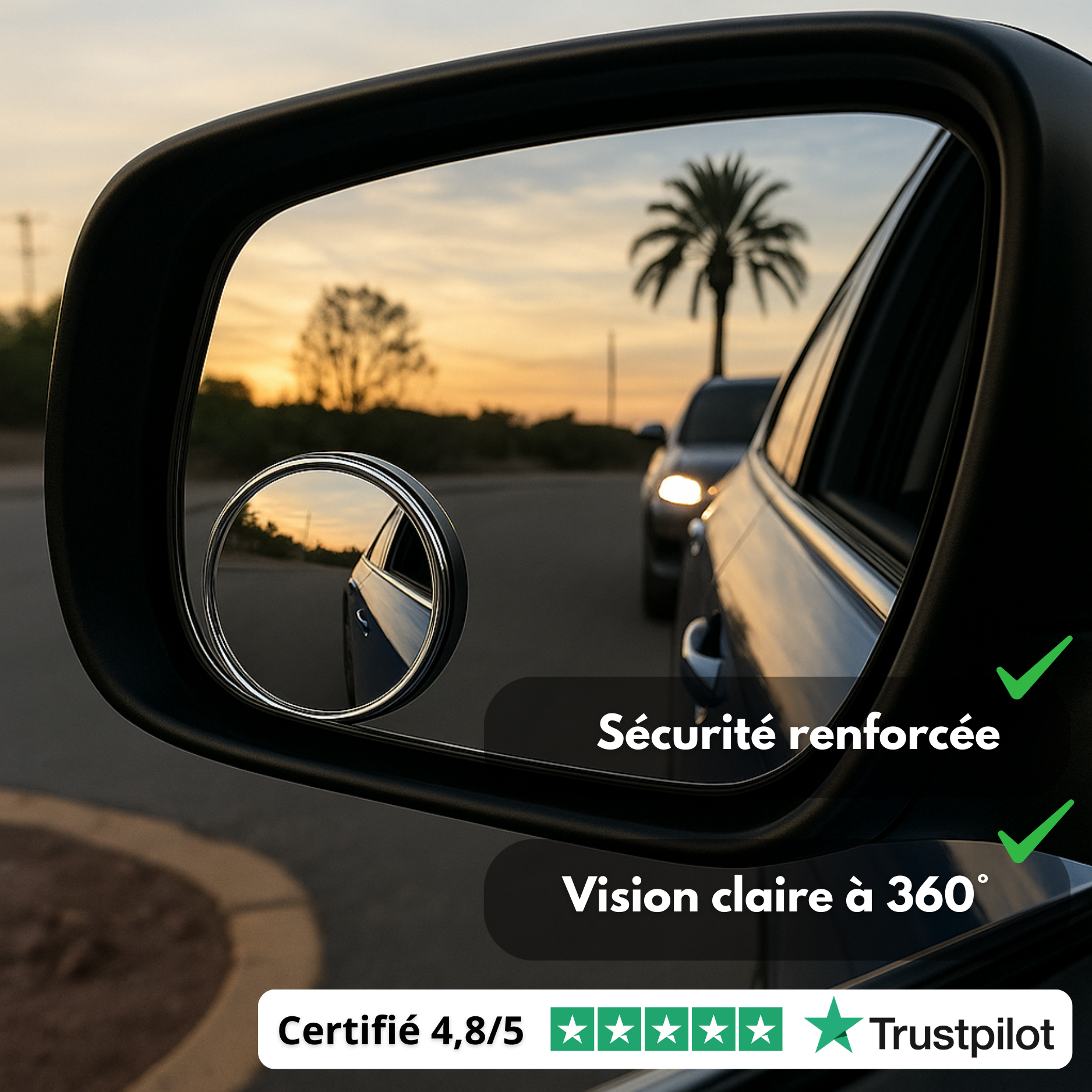Miroirs Angle Mort 360° pour Rétroviseurs – Vision Panoramique (Lot de 2)