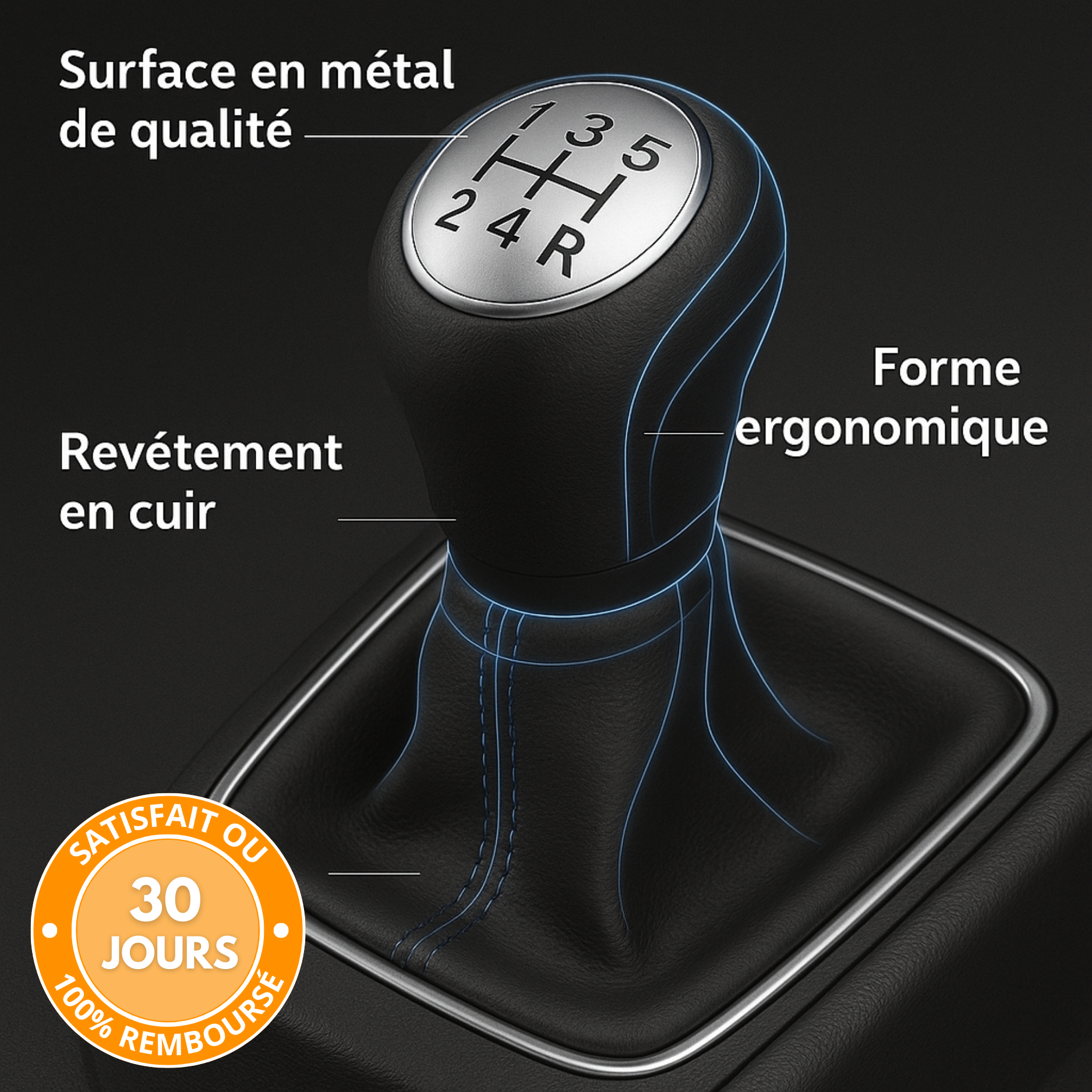 Pommeau de Vitesse Universel Aluminium pour Boîte Manuelle – Ergonomique, Résistant et Facile à Installer
