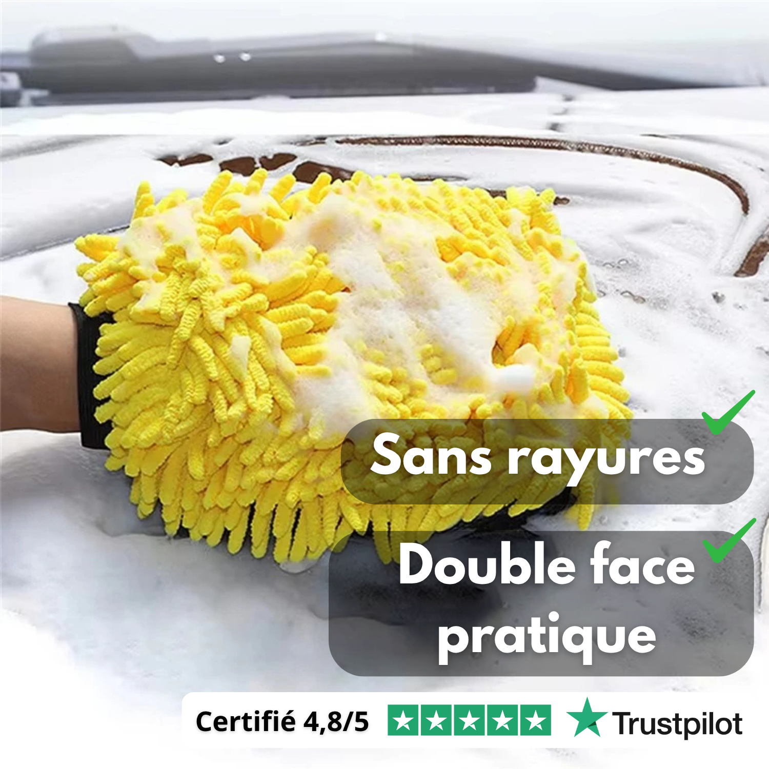 Gant de Lavage Voiture Double Face en Microfibre Chenille - Nettoyage Sans Rayures - Ultra Absorbant - 1 ou 5 Pièces - Entretien Carrosserie, Vitres et Intérieur