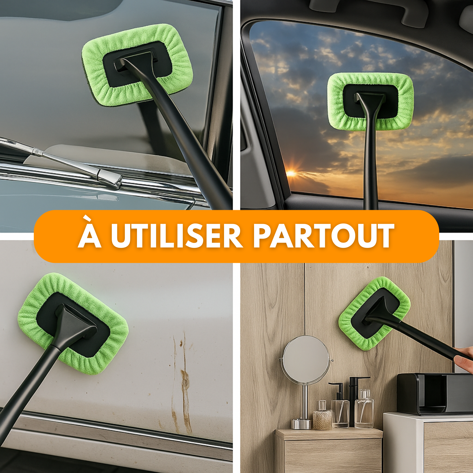 Brosse Nettoyage Pare-Brise Voiture – Microfibre & Manche Long