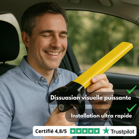 Verrou Antivol Voiture | Blocage Volant - Anti Effraction Auto