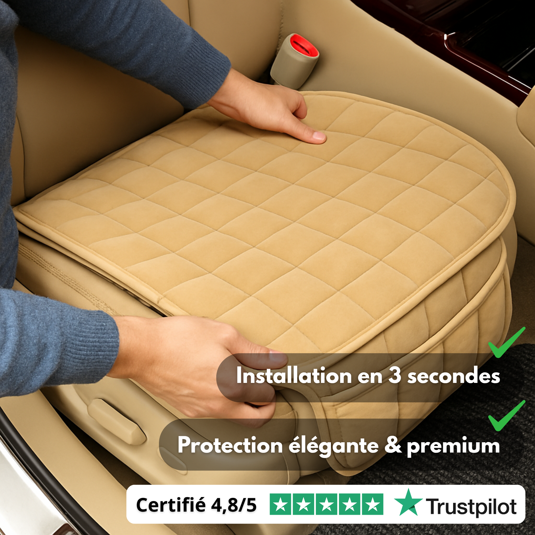 Coussin de Siège Voiture Confortable – Housse Matelassée Antidérapante