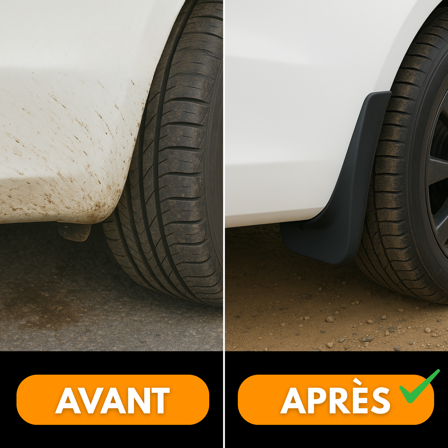 Garde-Boue Universels Voiture (4 Pièces) – Protection Anti-Projection pour Roues Avant et Arrière