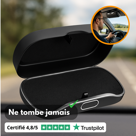 Boîte à Lunettes Voiture – Porte-Lunettes Pare-Soleil Universel Anti-Rayures – Fixation Ultra Stable