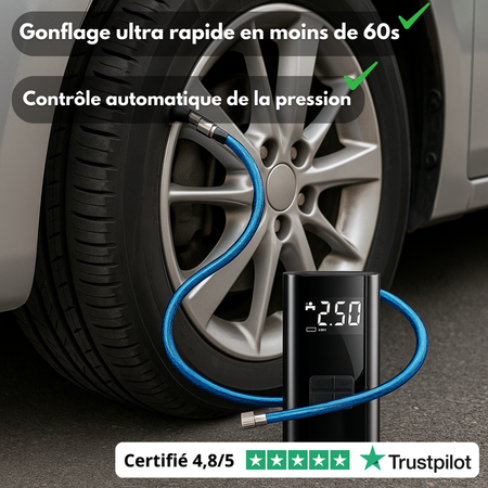 Compresseur d'Air Portable Voiture – Batterie Rechargeable