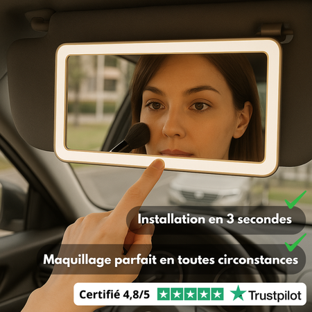Miroir Maquillage LED Voiture – Lumière Tactile & Rechargeable