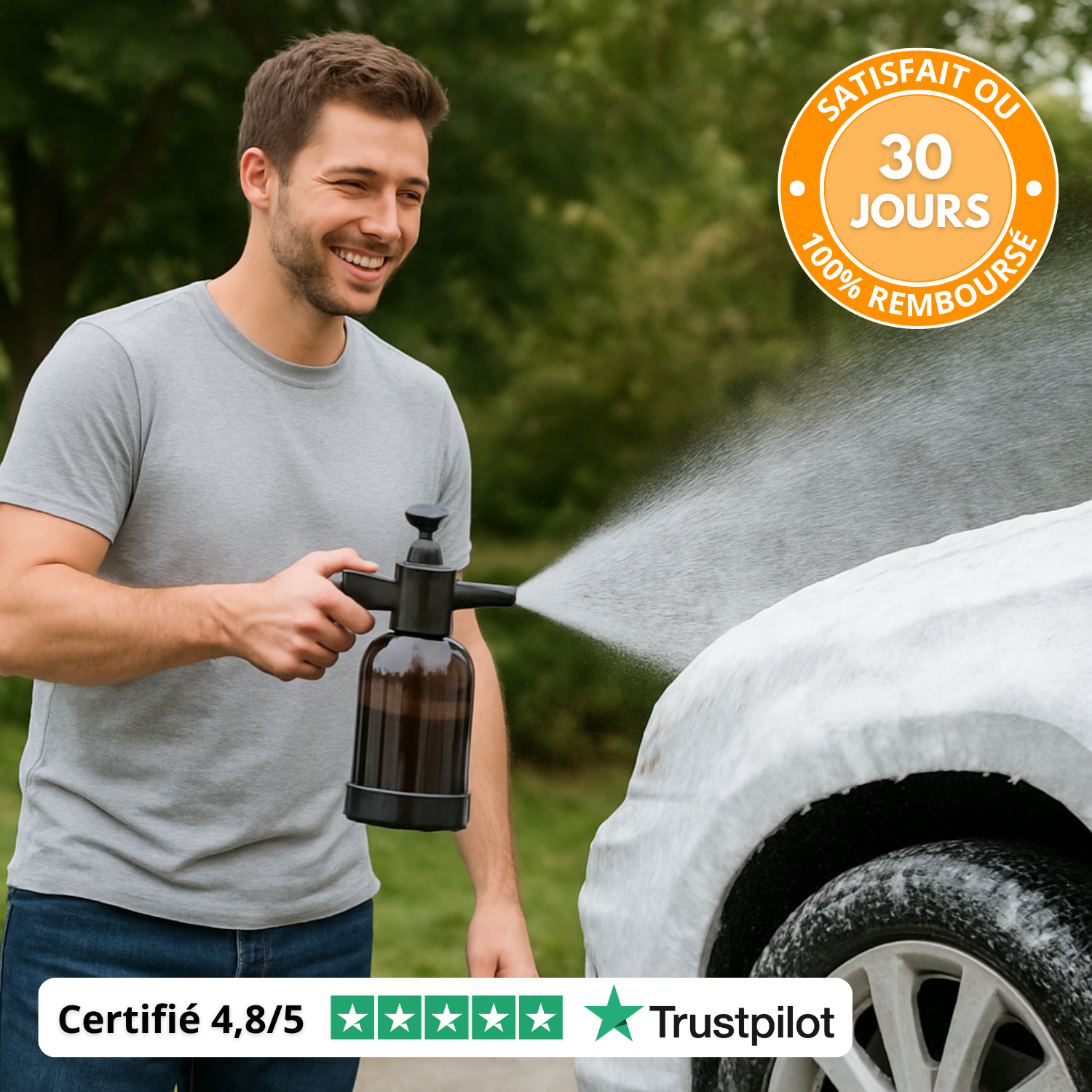 1 pc Pulvérisateur de Mousse pour Lavage de Voiture à Main 2L : Pompe à Pression Polyvalente pour la Beauté Automobile