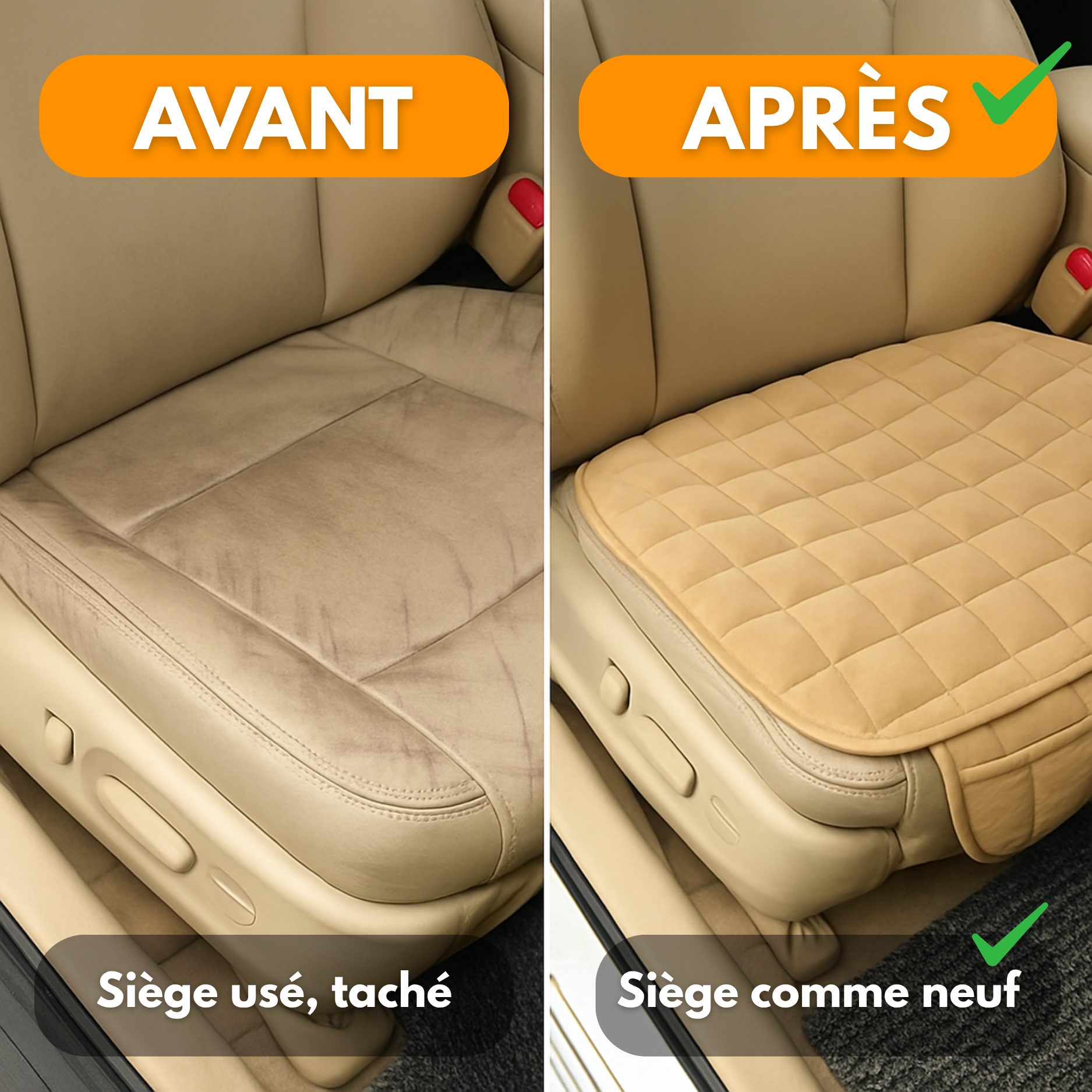 Coussin de Siège Voiture Confortable – Housse Matelassée Antidérapante