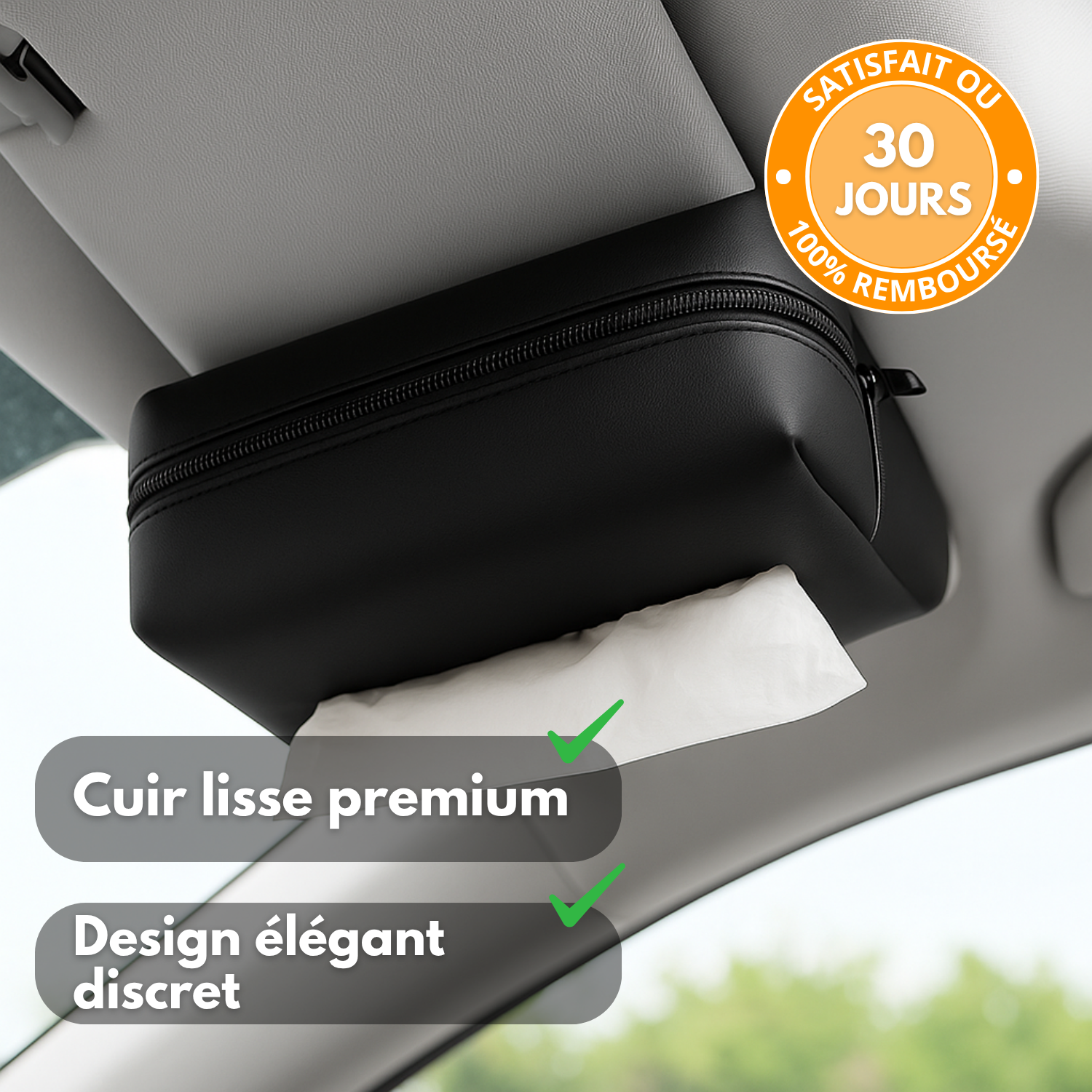 Boîte à Mouchoirs Voiture en Cuir – Support Universel Pare-Soleil, Siège et Accoudoir