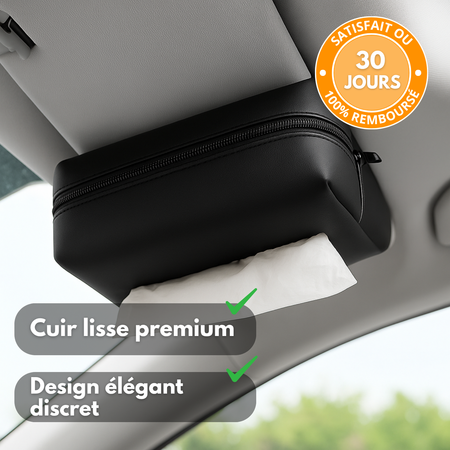 Boîte à Mouchoirs Voiture en Cuir – Support Universel Pare-Soleil, Siège et Accoudoir
