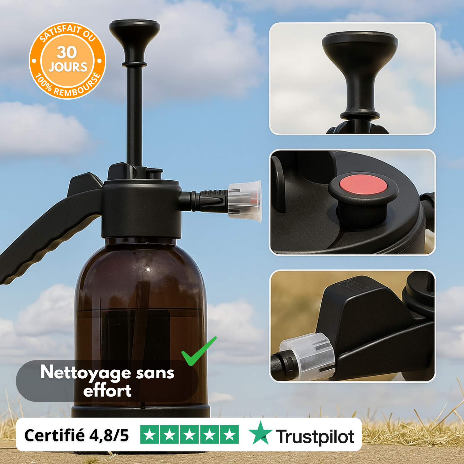 1 pc Pulvérisateur de Mousse pour Lavage de Voiture à Main 2L : Pompe à Pression Polyvalente pour la Beauté Automobile