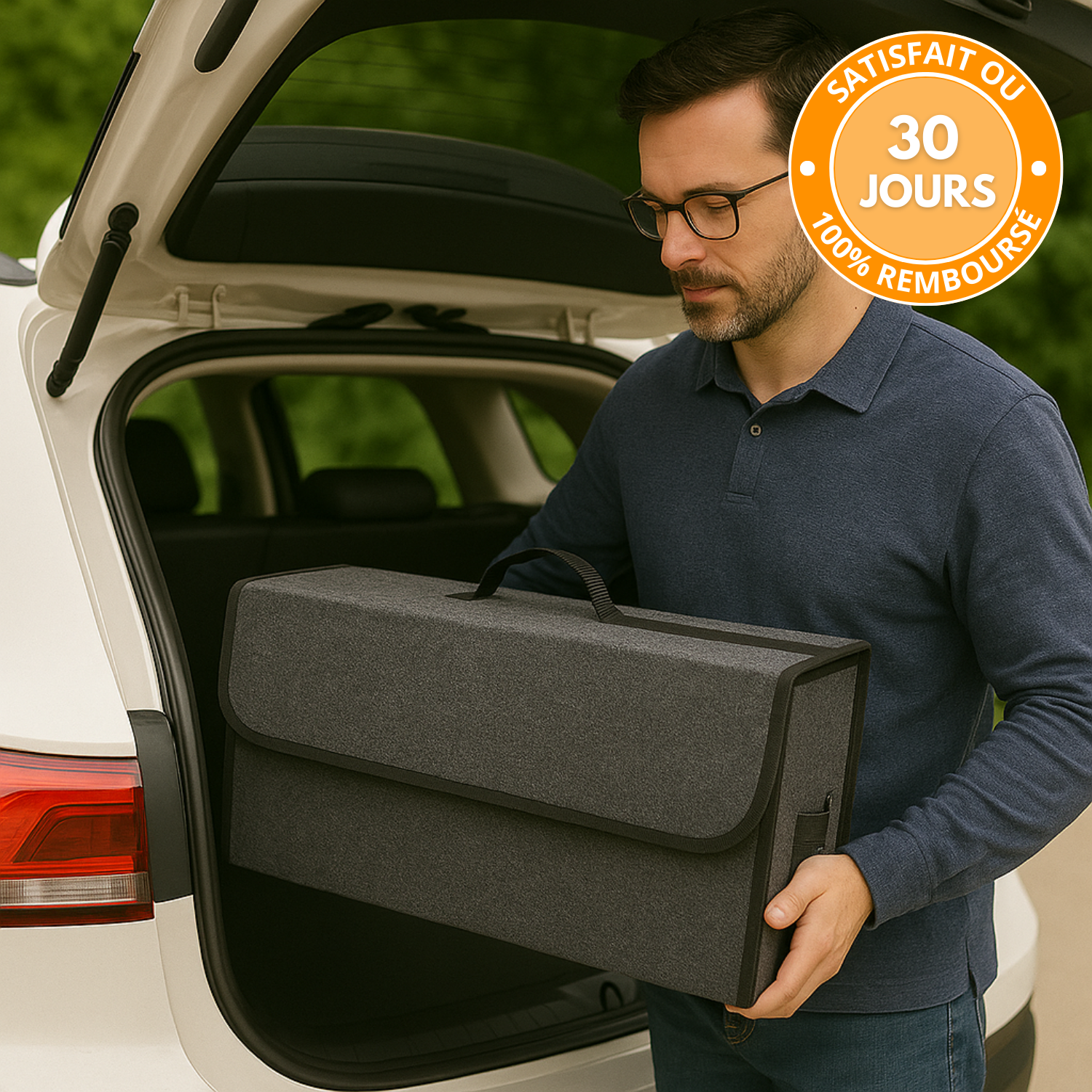 Organisateur de Coffre Voiture – Grande Capacité  – Pliable, Léger, Antidérapant, avec Poignée
