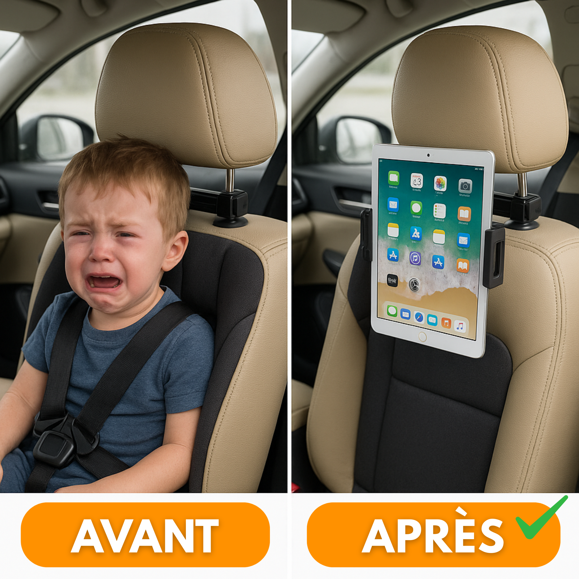 Support Voiture Universel Tablette & Smartphone – Appui-Tête Réglable
