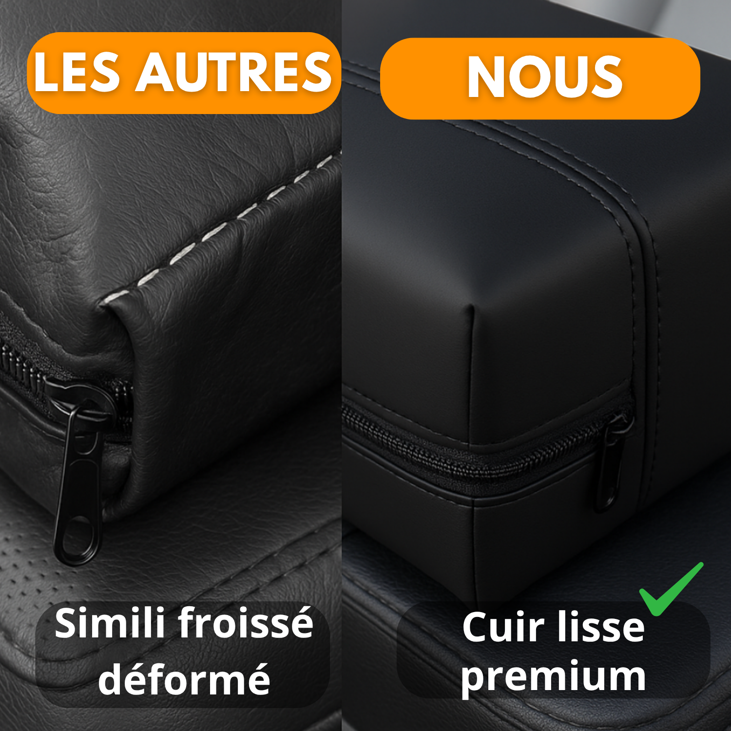Boîte à Mouchoirs Voiture en Cuir – Support Universel Pare-Soleil, Siège et Accoudoir