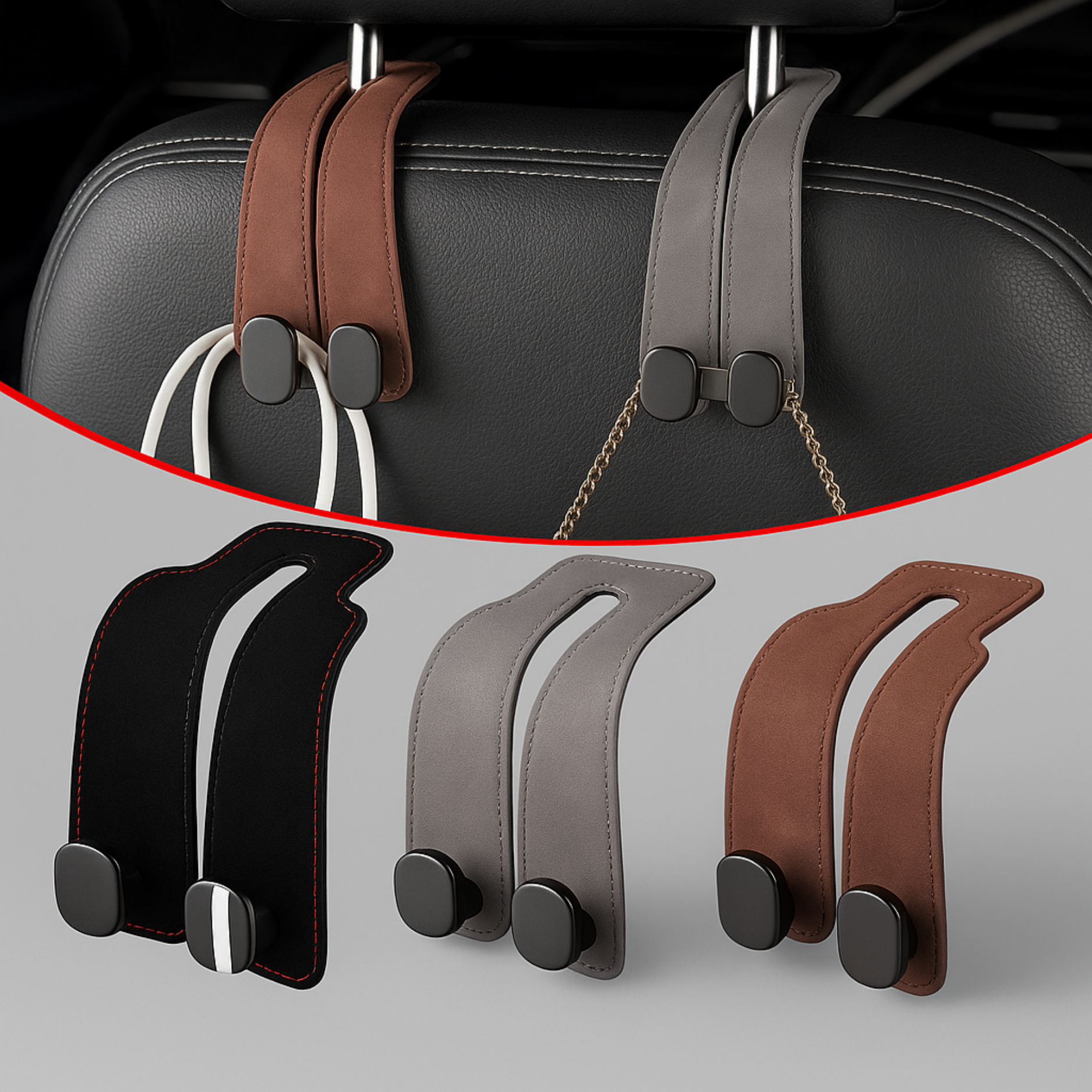 Porte-Sac Voiture Universel – Support Sac Voiture en Cuir
