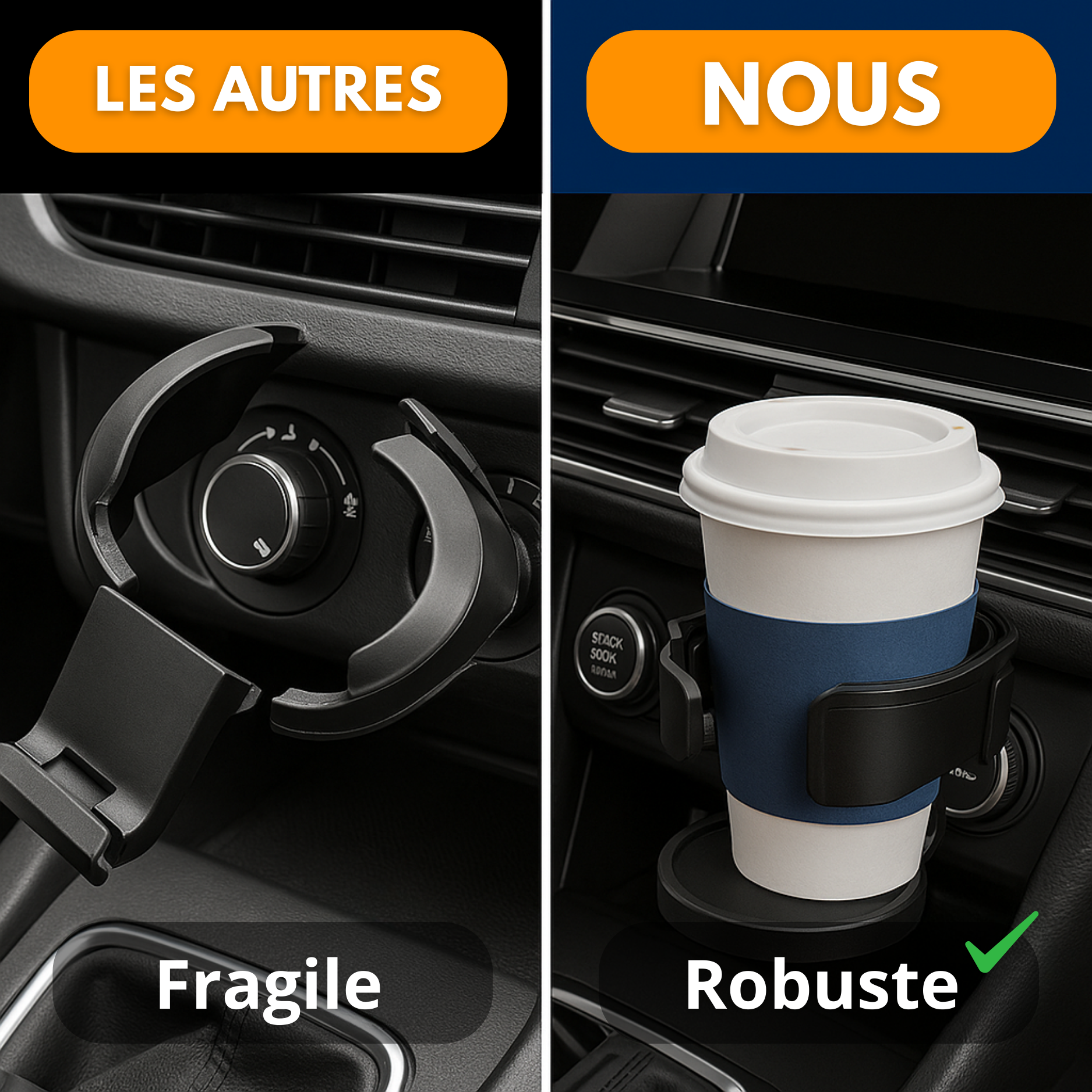 Porte-Gobelet Voiture Grille Aération – Universel & Rotatif