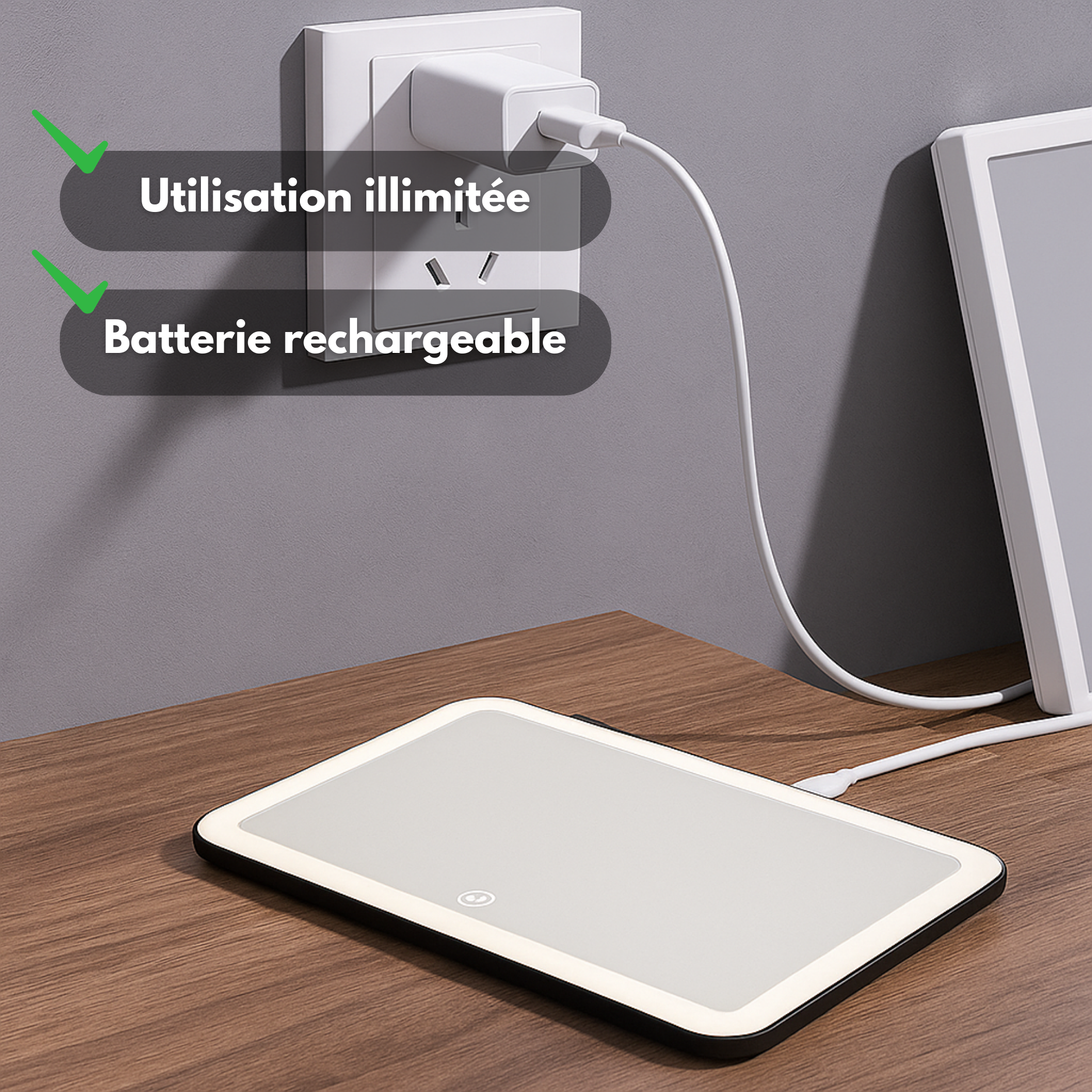 Miroir Maquillage LED Voiture – Lumière Tactile & Rechargeable