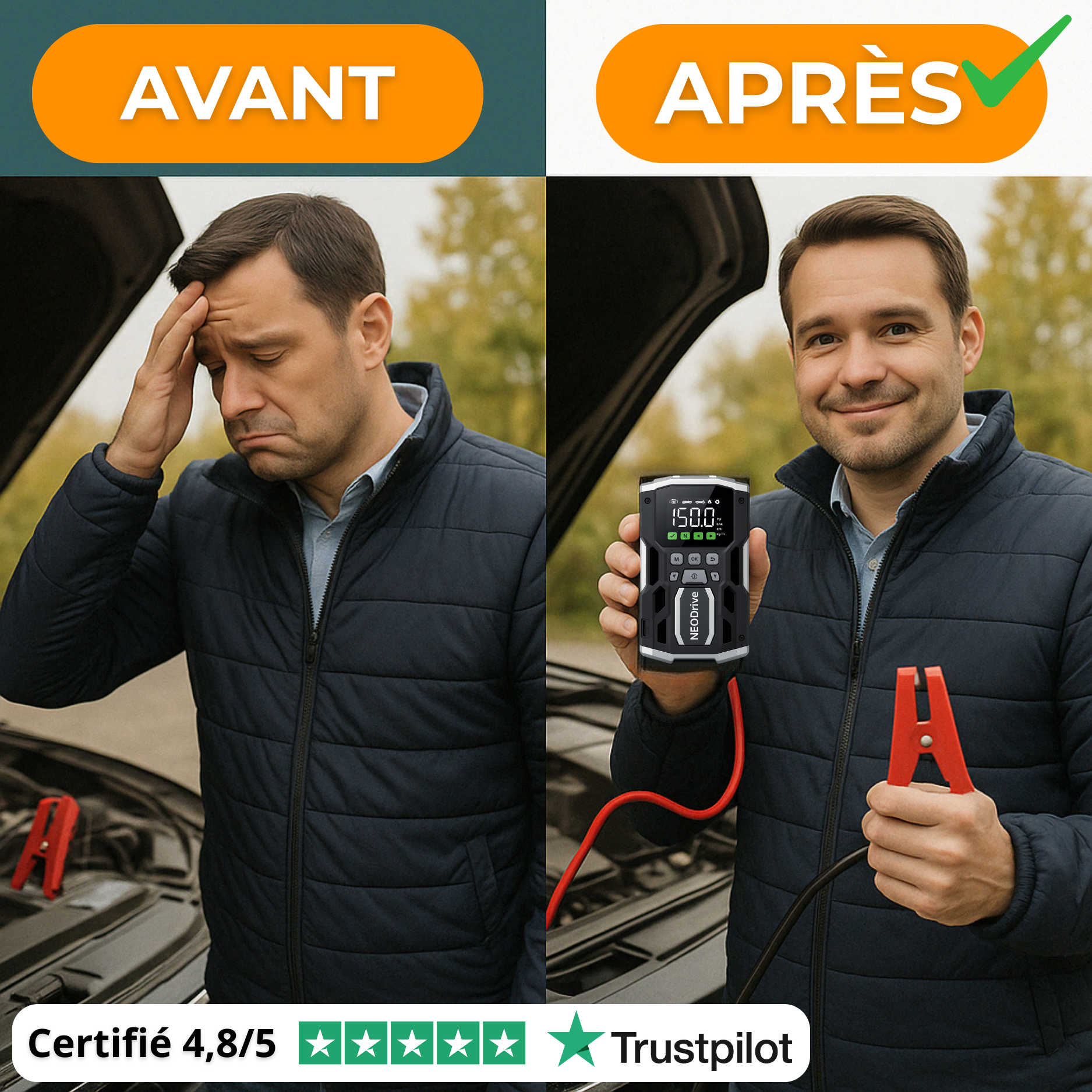 Démarreur Voiture – Booster Batterie & Compresseur Voiture, Puissant & Portable