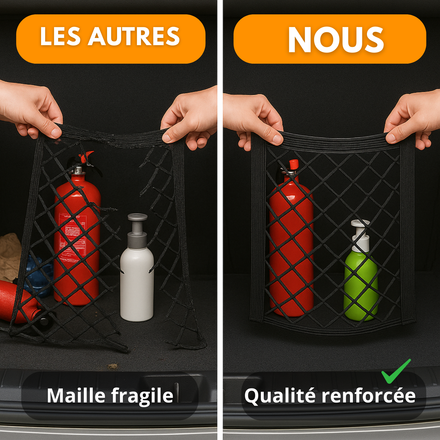 Filet de Rangement Auto-Adhésif pour Coffre de Voiture - Organisateur Voiture