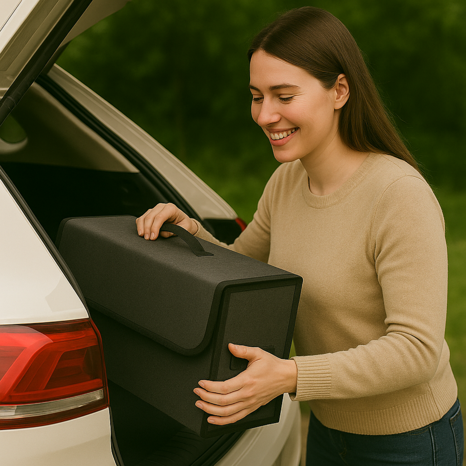 Organisateur de Coffre Voiture – Grande Capacité  – Pliable, Léger, Antidérapant, avec Poignée