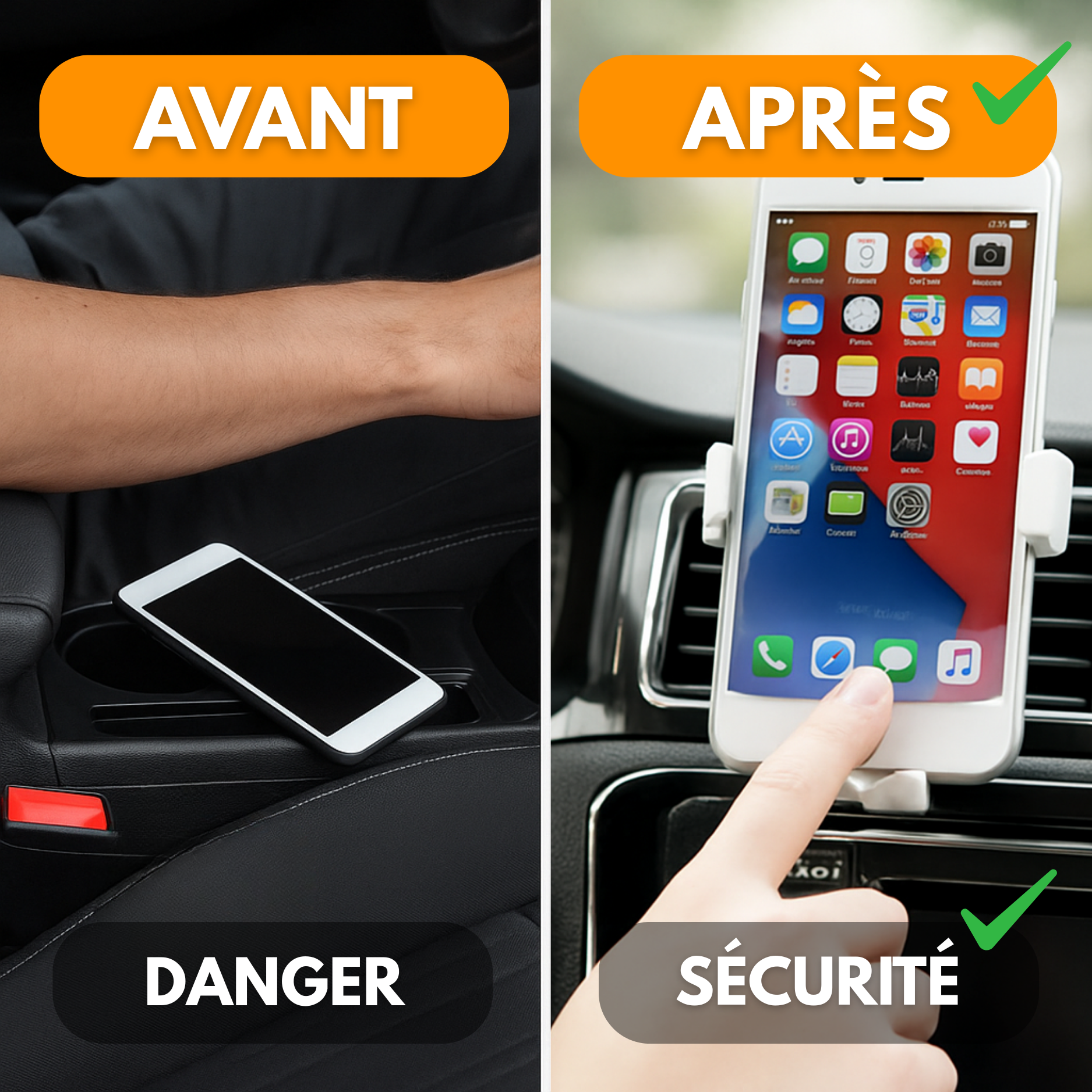 Support Téléphone Voiture Universel pour Grille d’Aération – Fixation Stable et Utilisation Intuitive