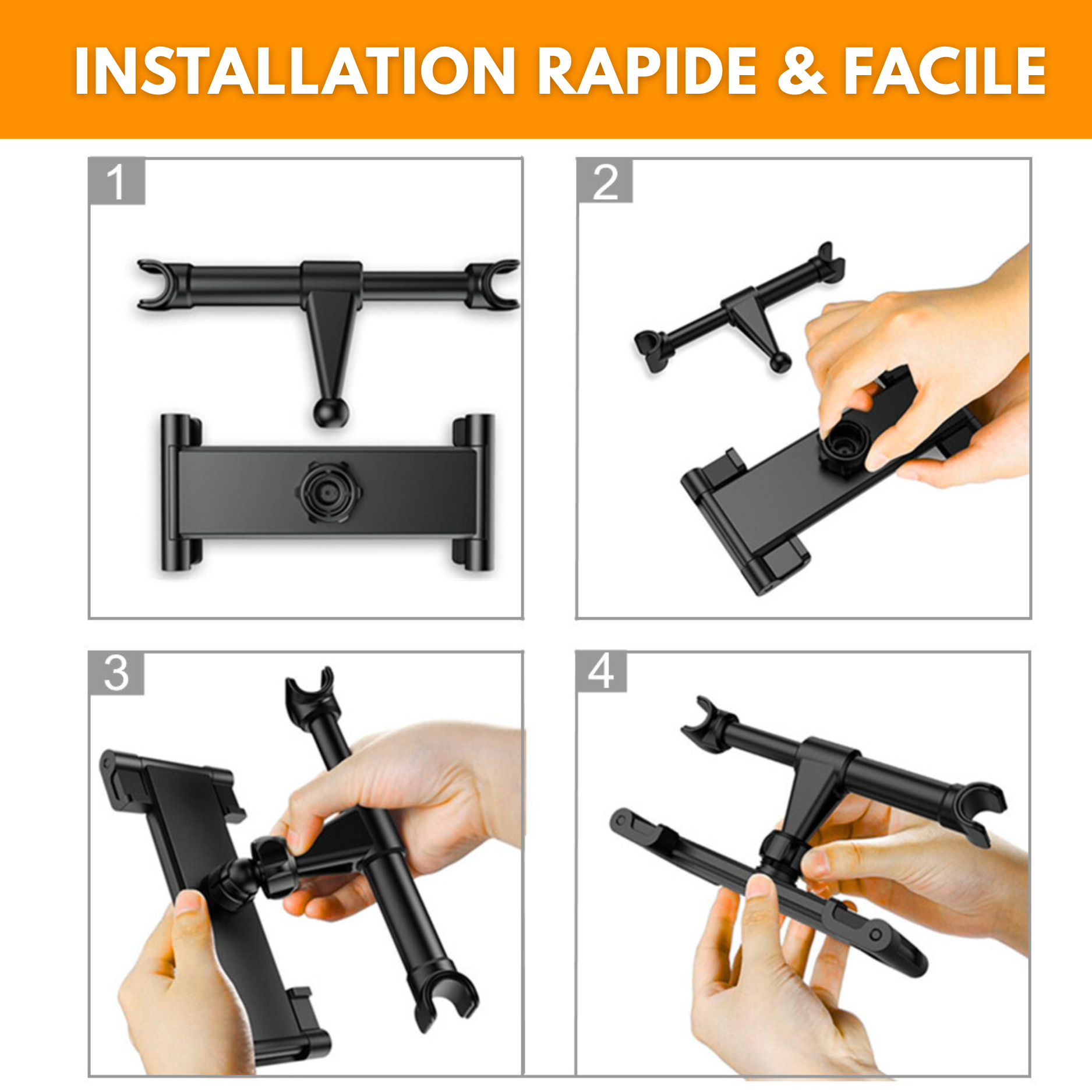 Support Voiture Universel Tablette & Smartphone – Appui-Tête Réglable