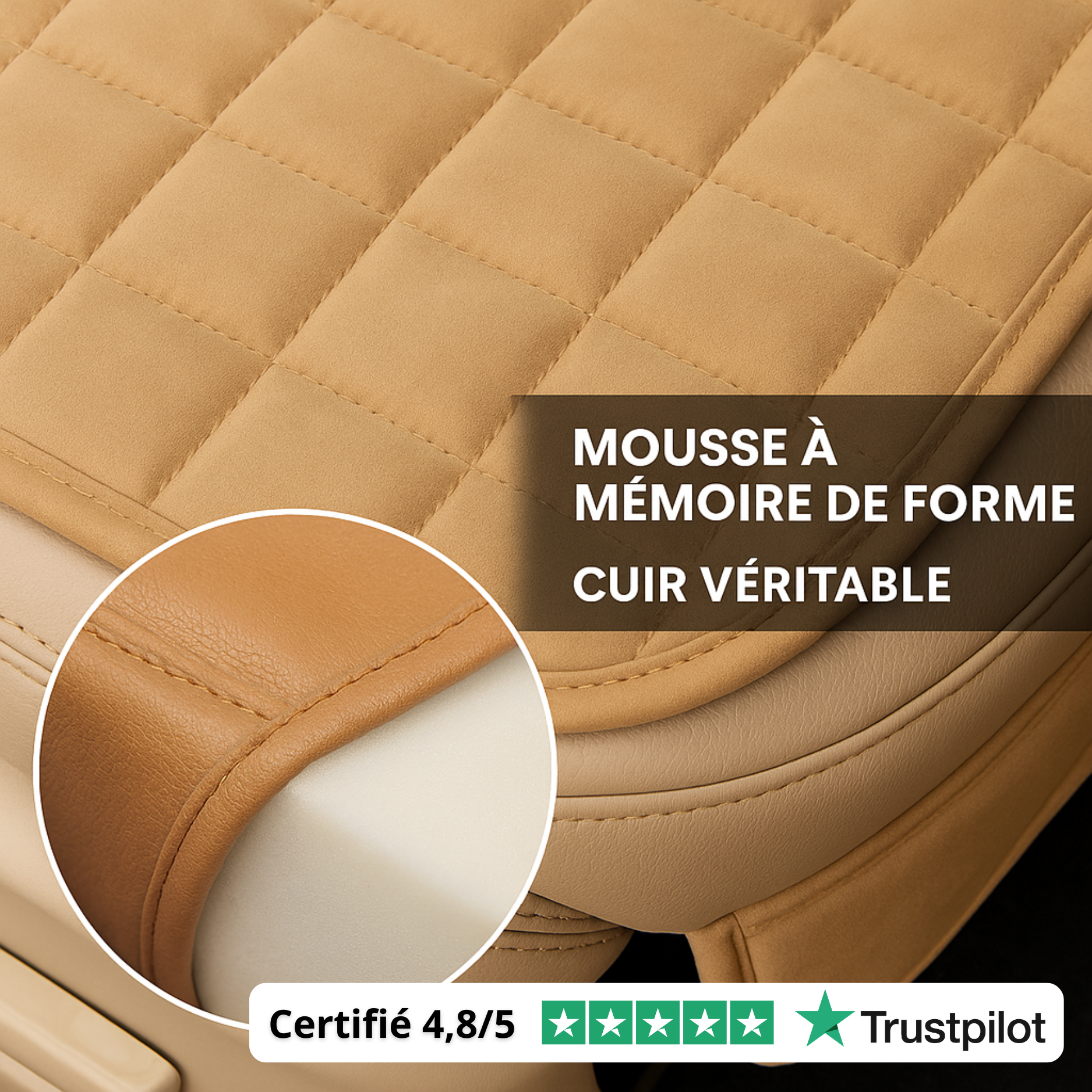 Coussin de Siège Voiture Confortable – Housse Matelassée Antidérapante