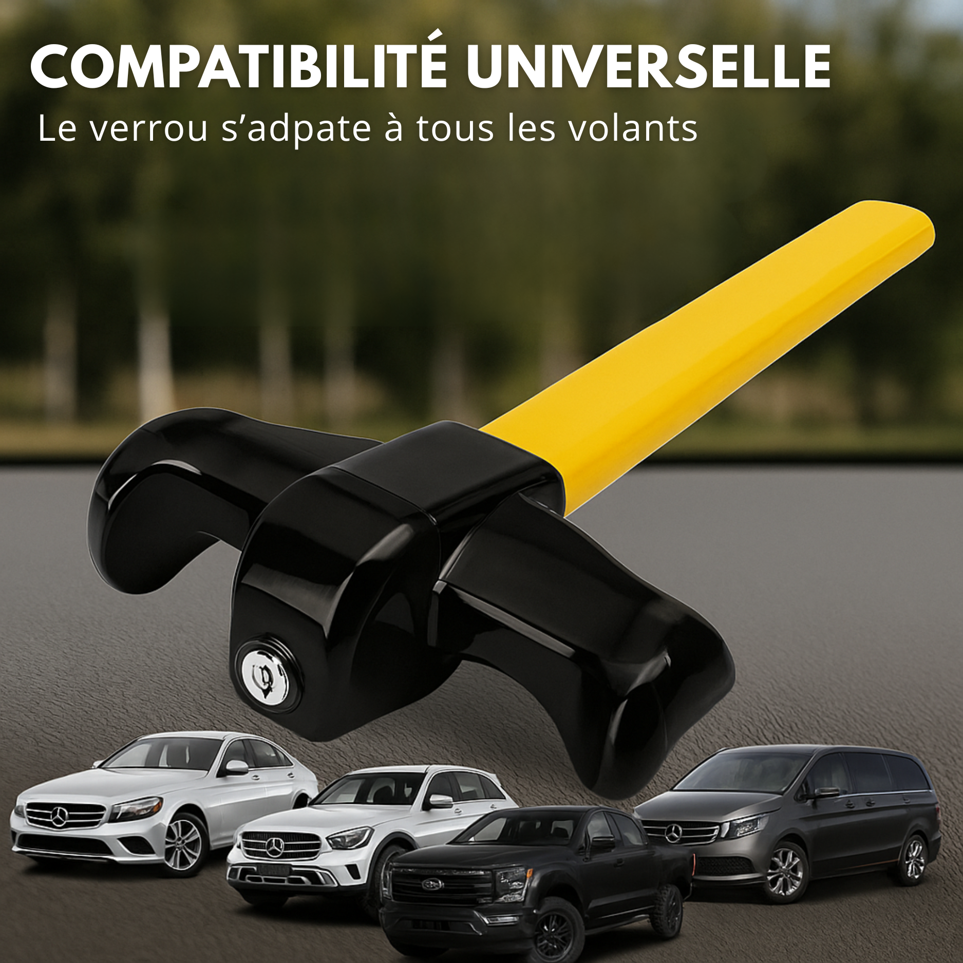 Verrou Antivol Voiture | Blocage Volant - Anti Effraction Auto