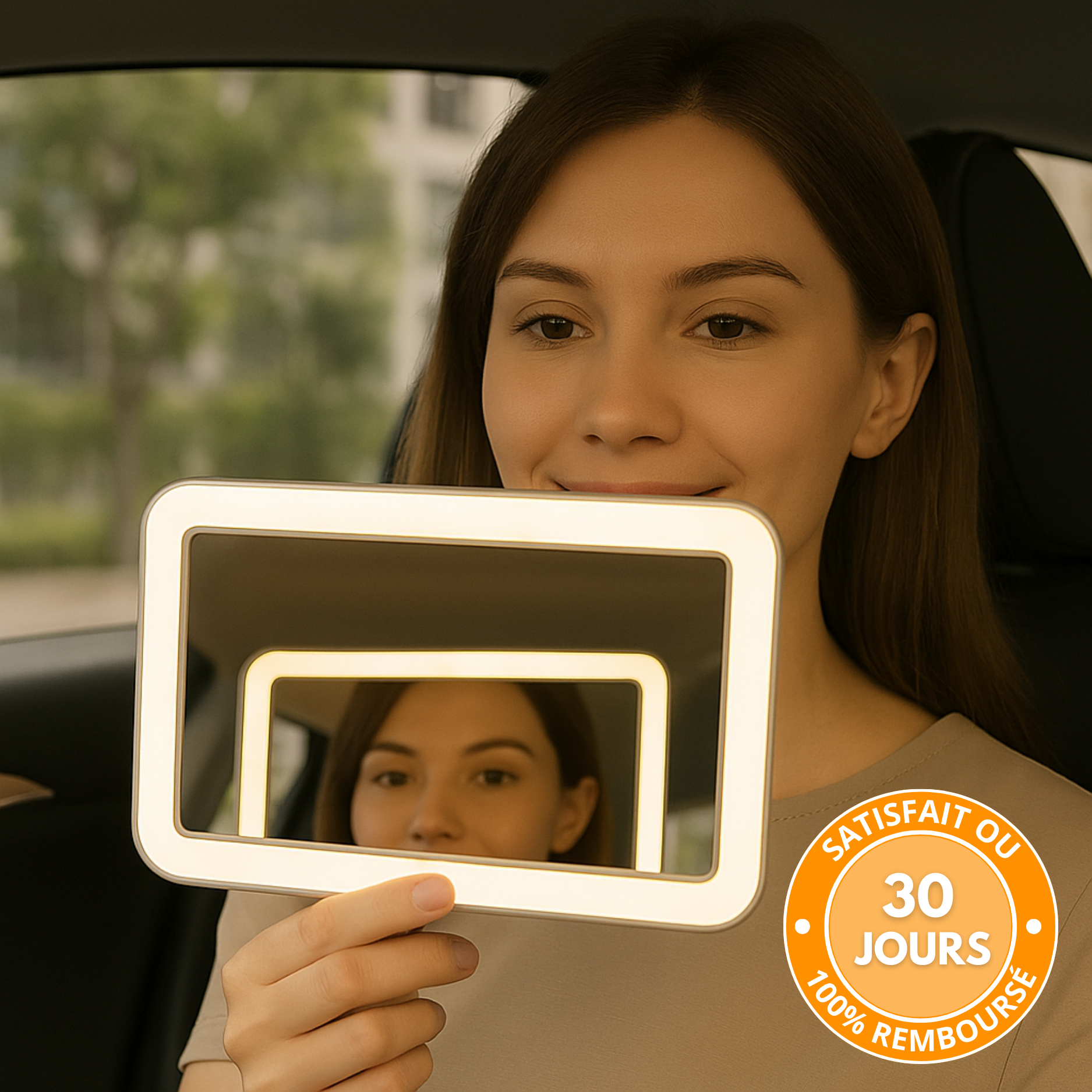 Miroir Maquillage LED Voiture – Lumière Tactile & Rechargeable