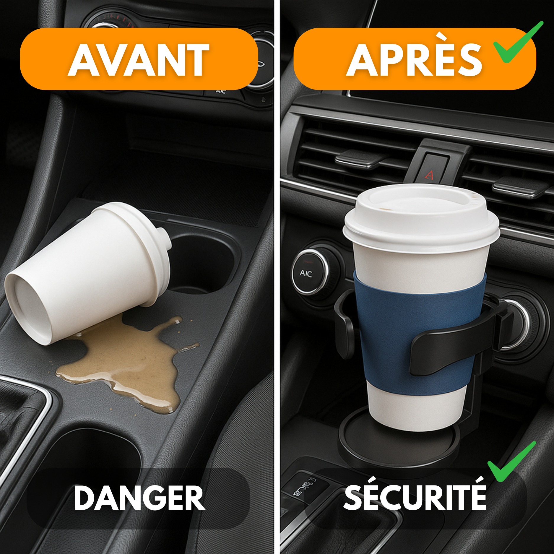 Porte-Gobelet Voiture Grille Aération – Universel & Rotatif