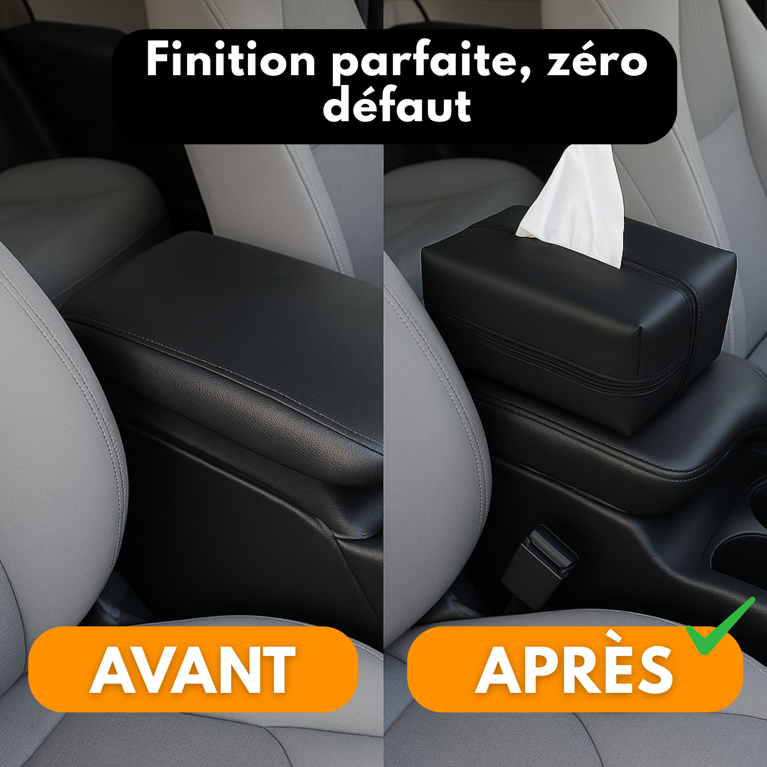 Boîte à Mouchoirs Voiture en Cuir – Support Universel Pare-Soleil, Siège et Accoudoir