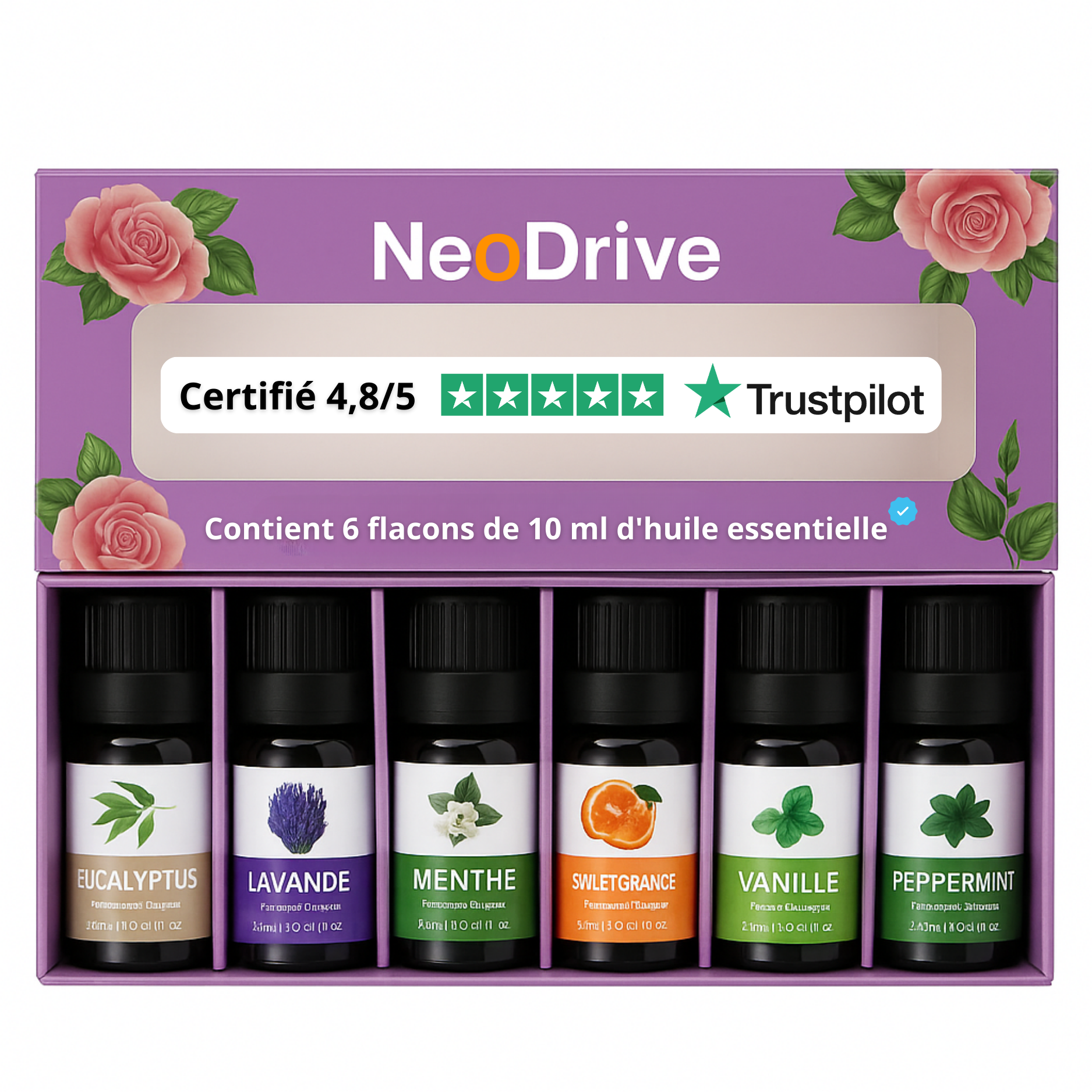 Coffret 6 Huiles Essentielles pour Diffuseur de Voiture