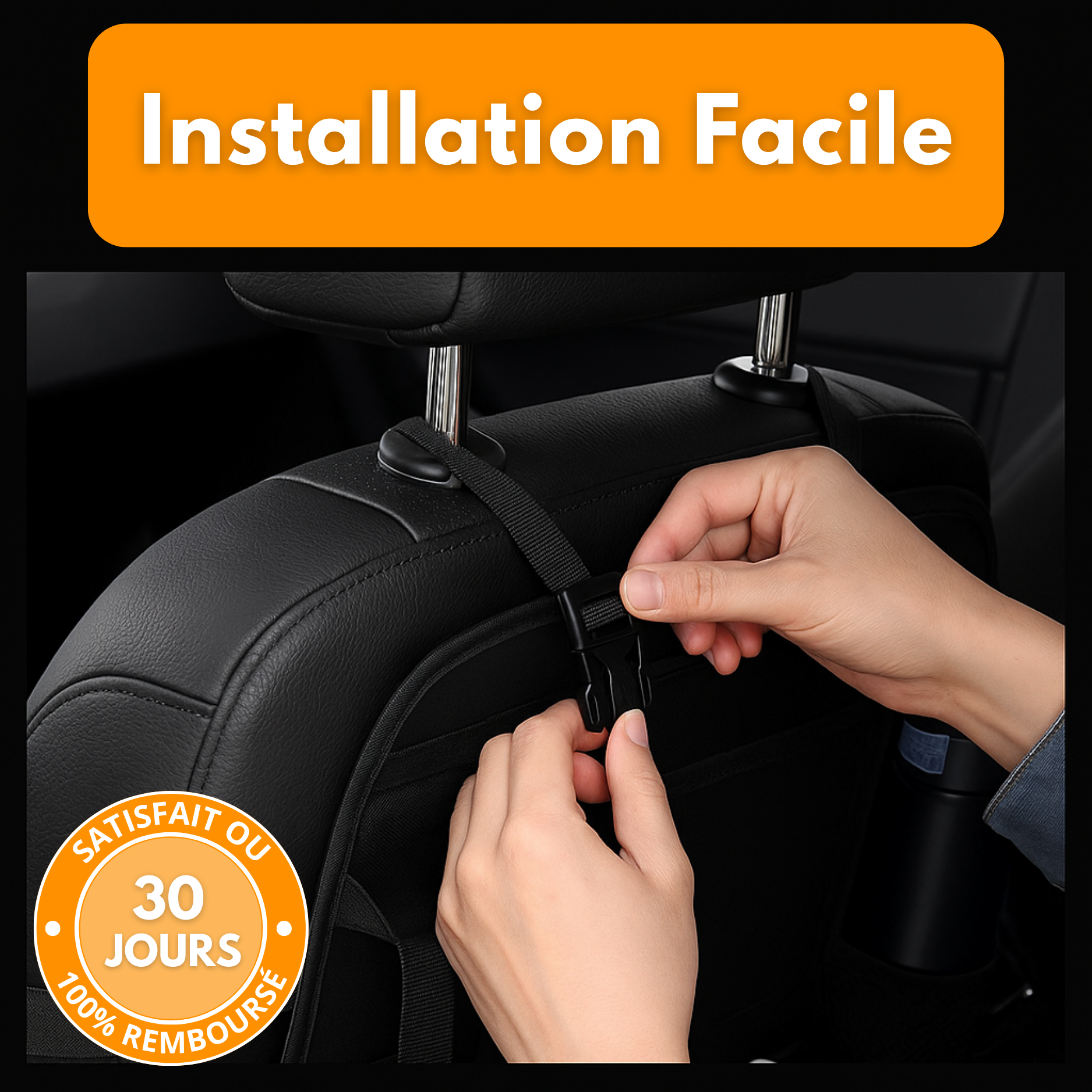 Organisateur de Siège Voiture en Cuir PU Haut de Gamme avec Table Pliable
