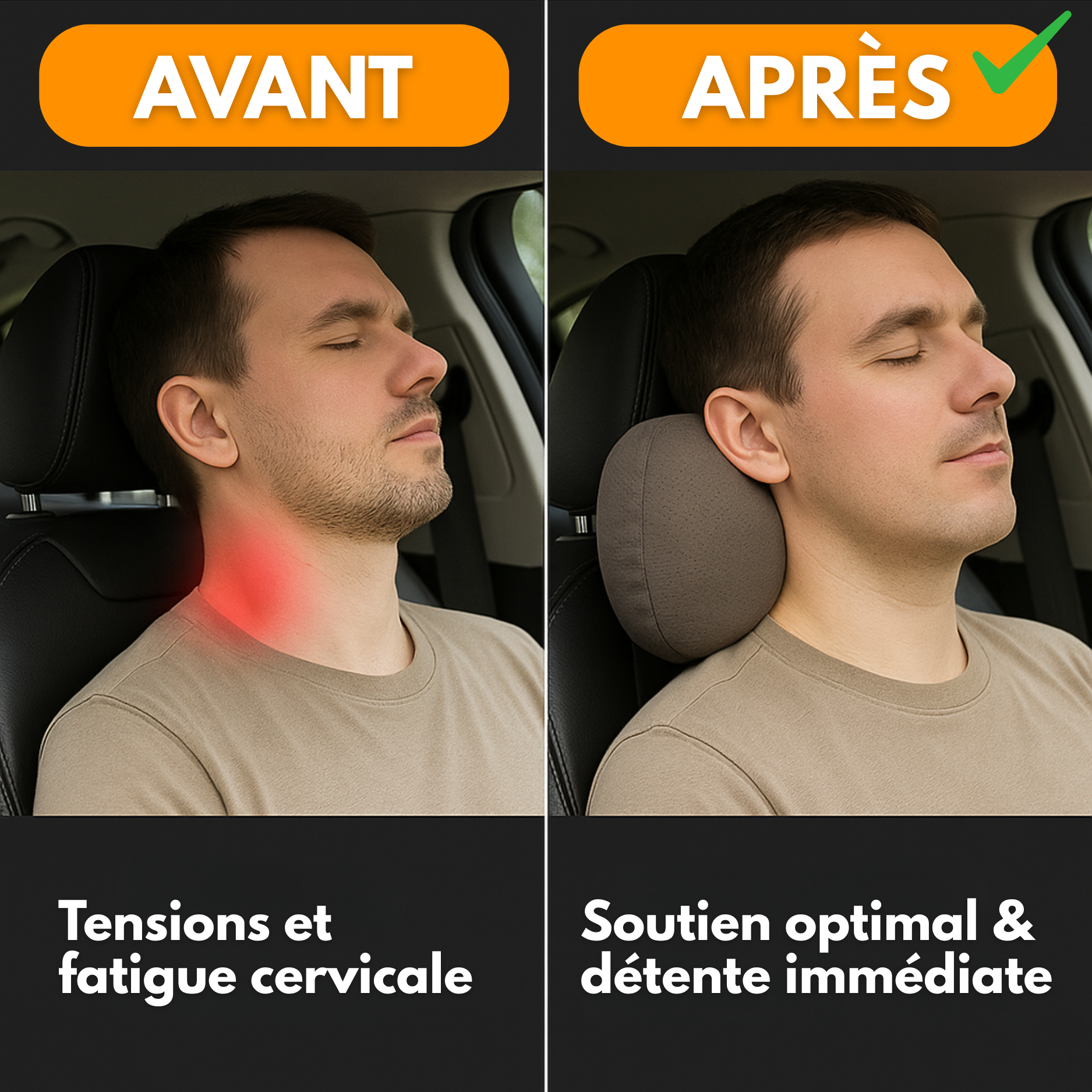 Oreiller de Cou Ergonomique Voiture – Universel & Réglable