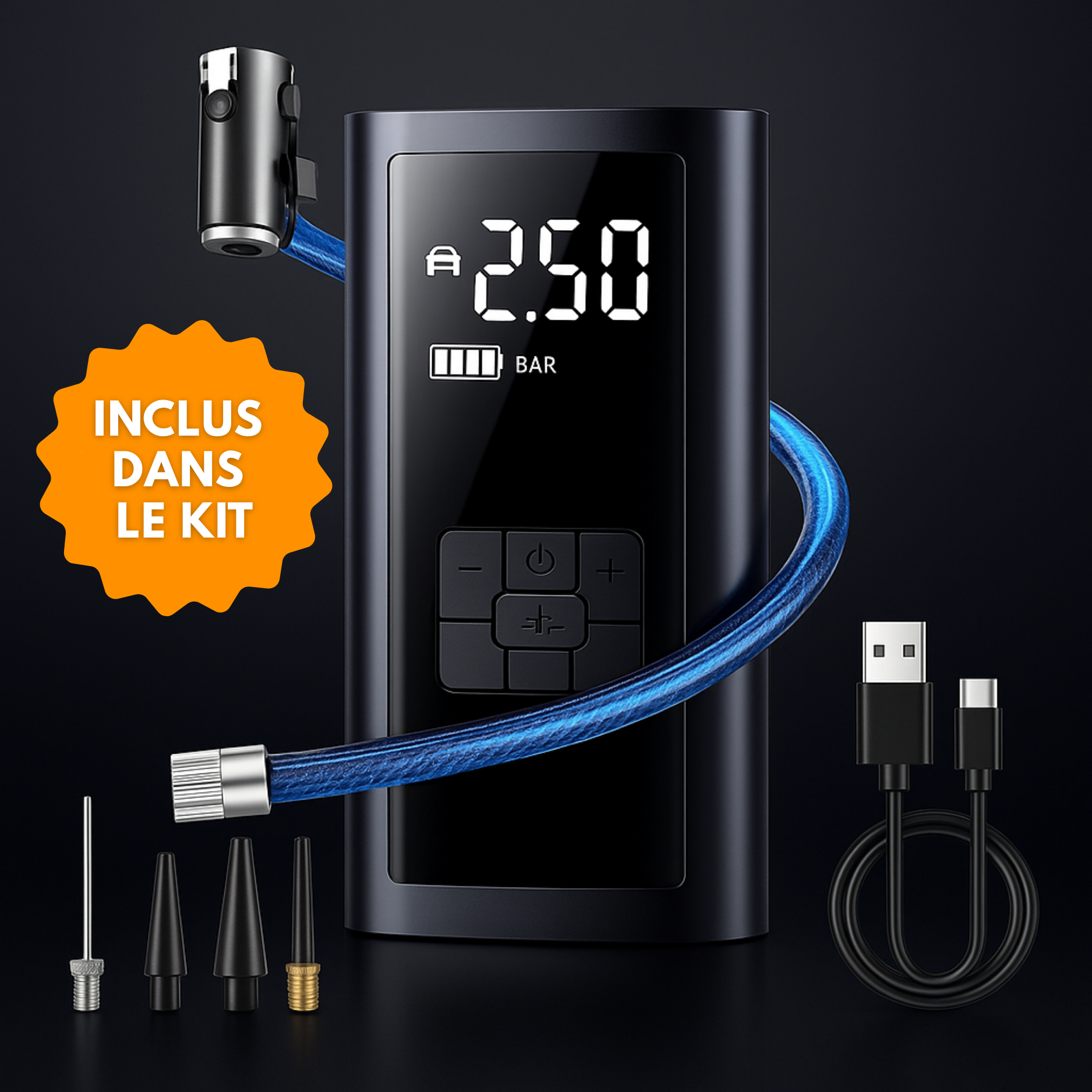Compresseur d'Air Portable Voiture – Batterie Rechargeable