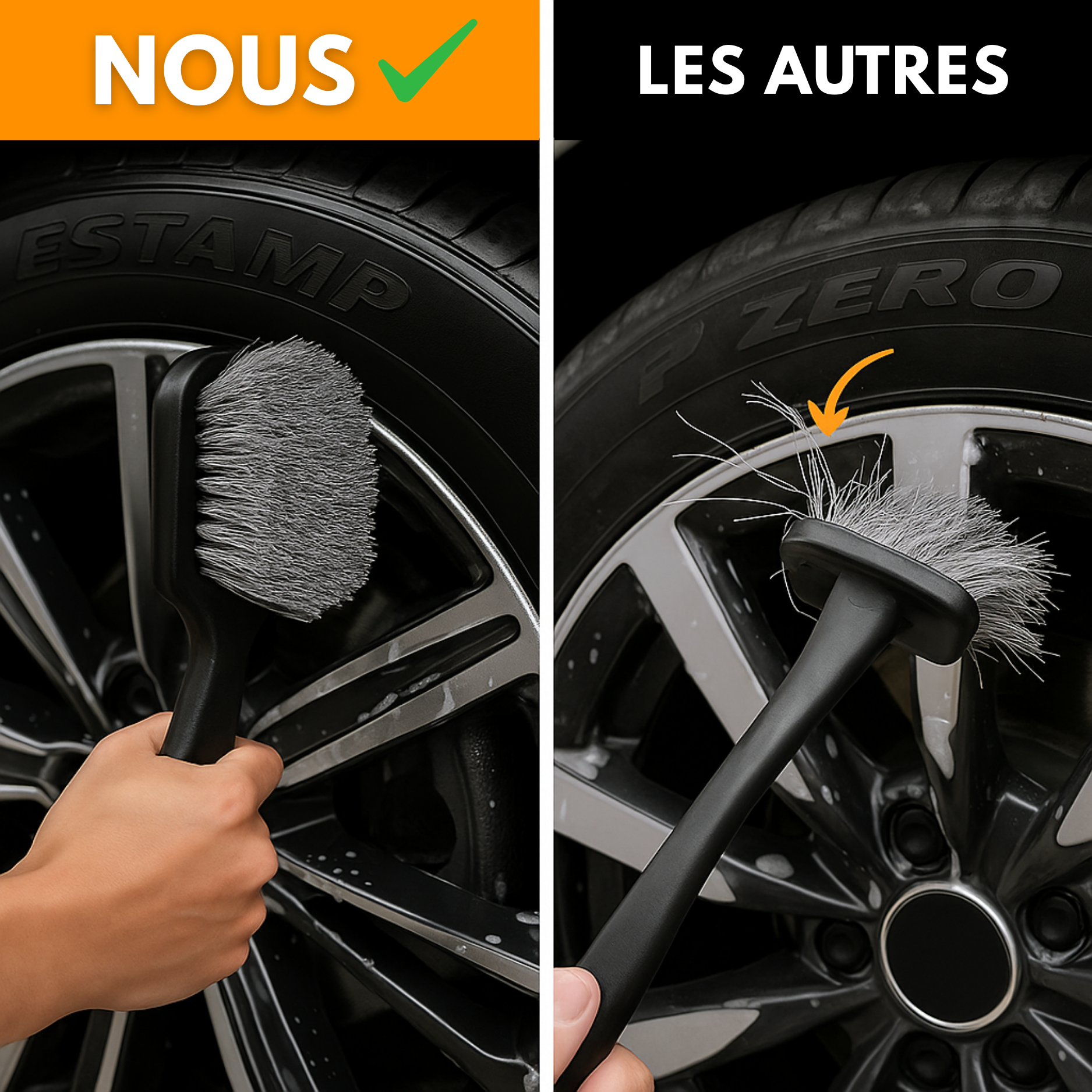 Brosse de Nettoyage Jantes Voiture – Entretien Rapide et Efficace des Roues et Pneus